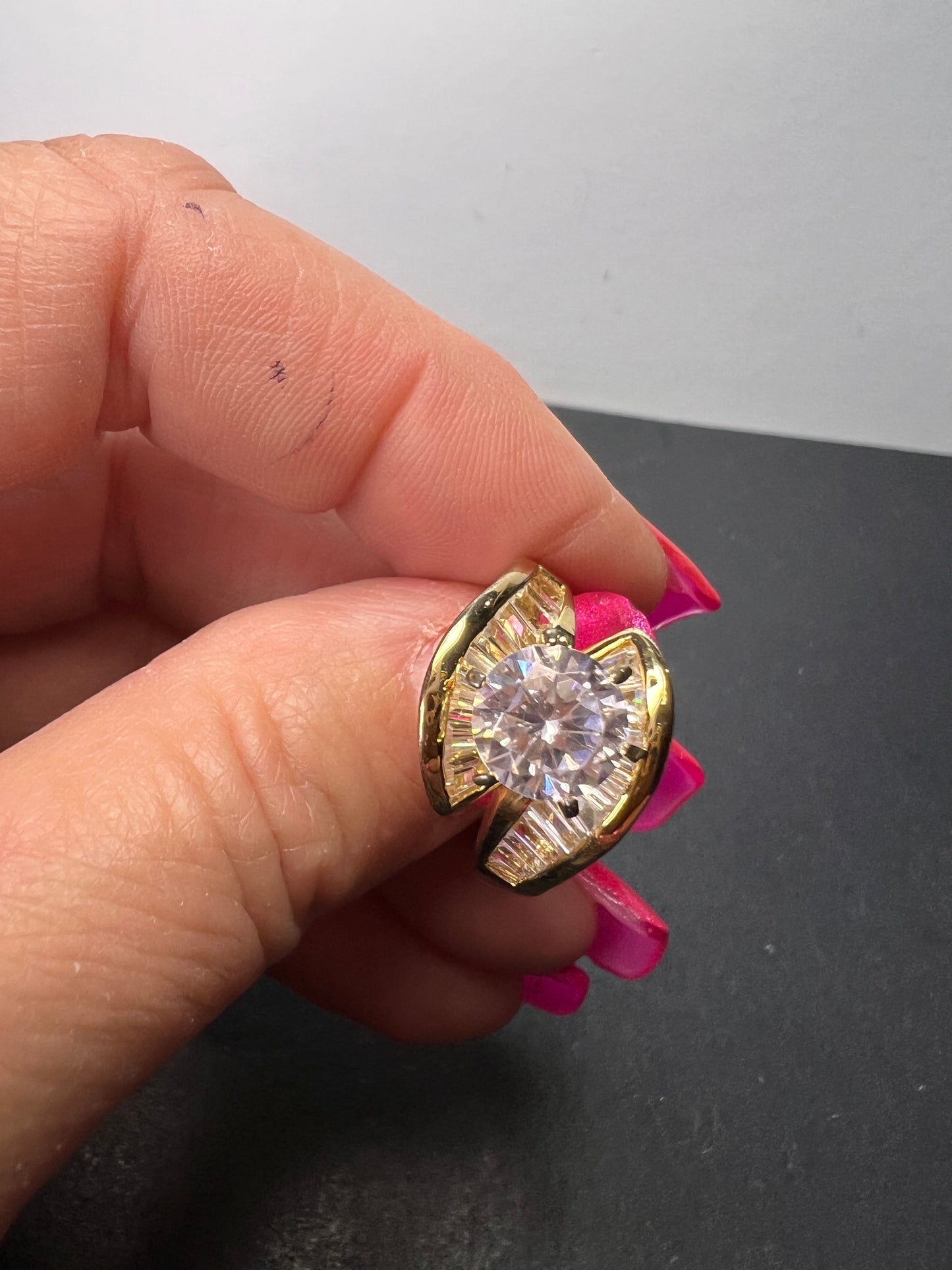 Gold vermeil over Sterling silver 925 CZ ring size 8