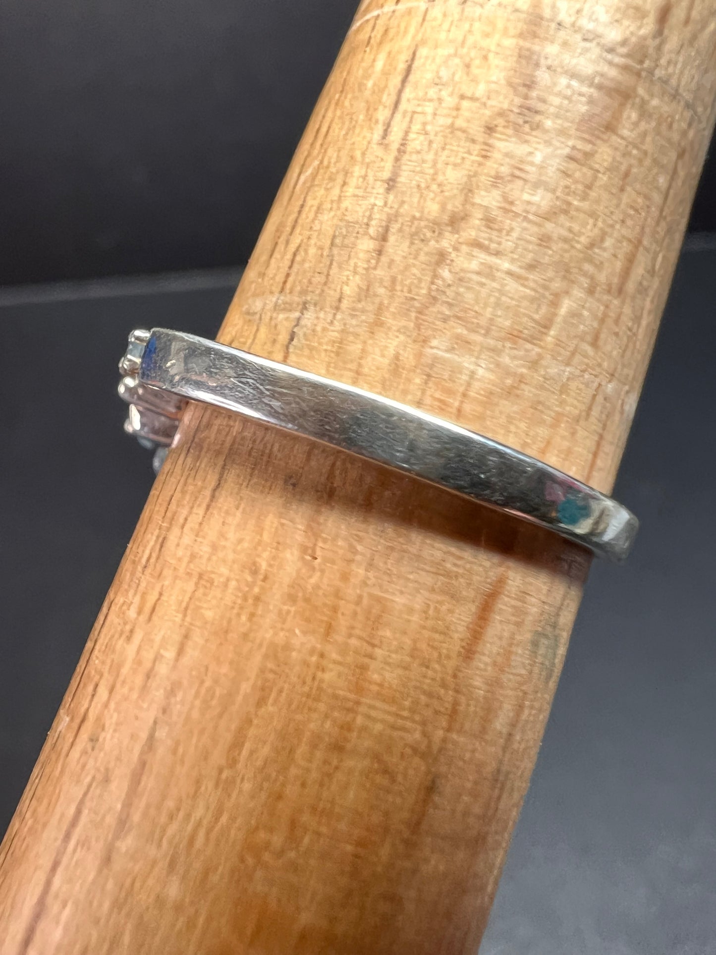 Chuck Clemency aquamarine two toned sterling silver ring size 8
