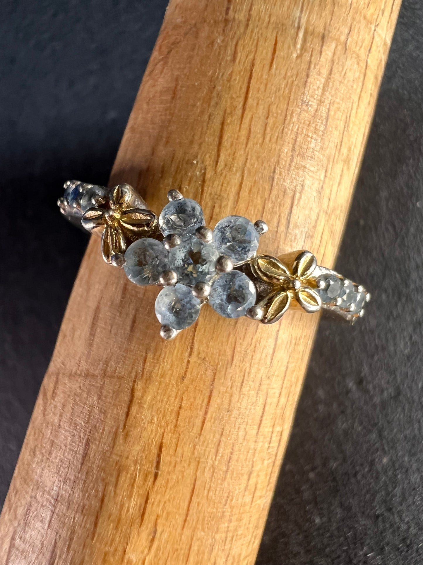 Chuck Clemency aquamarine two toned sterling silver ring size 8