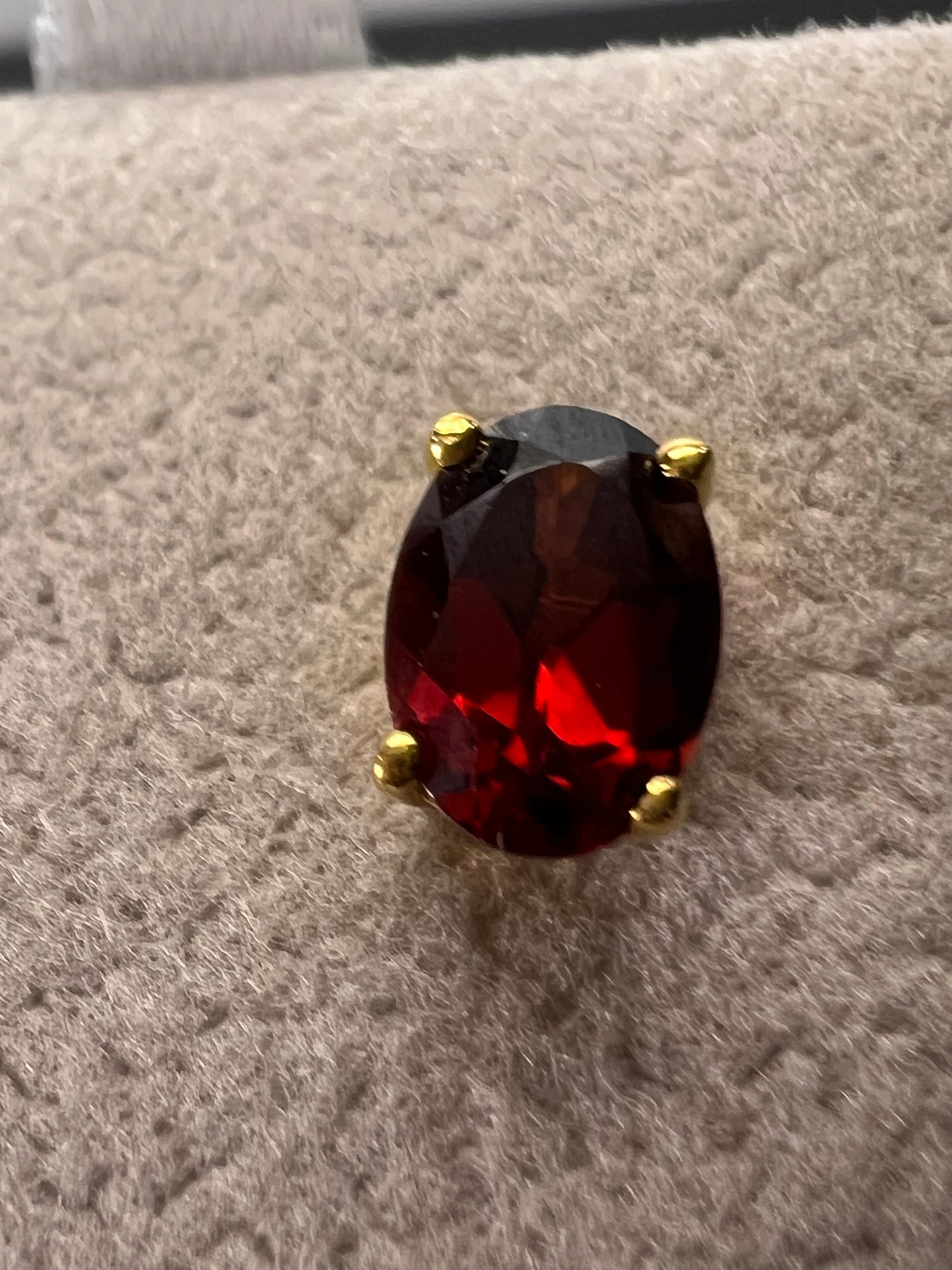 Mozambique garnet stud earrings in 14k yellow gold over sterling silver 2.0 ctw