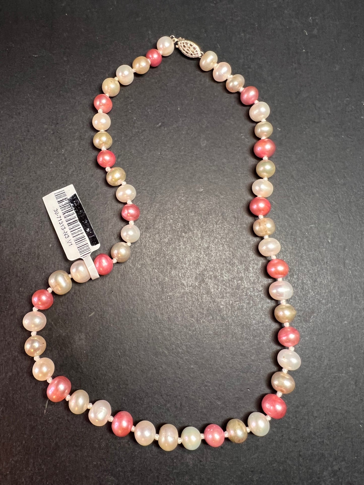 NEW multi colored freshwater pearl necklace with sterling silver clasp