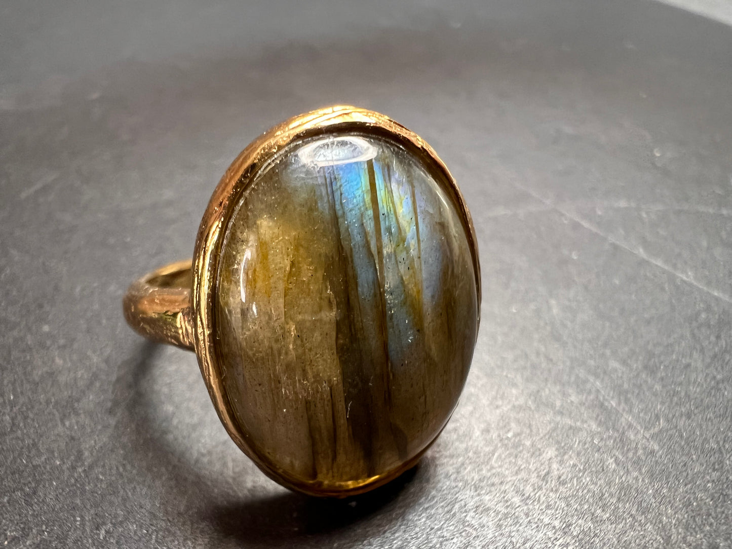 SIG Labradorite size 9 ring in gold tone
