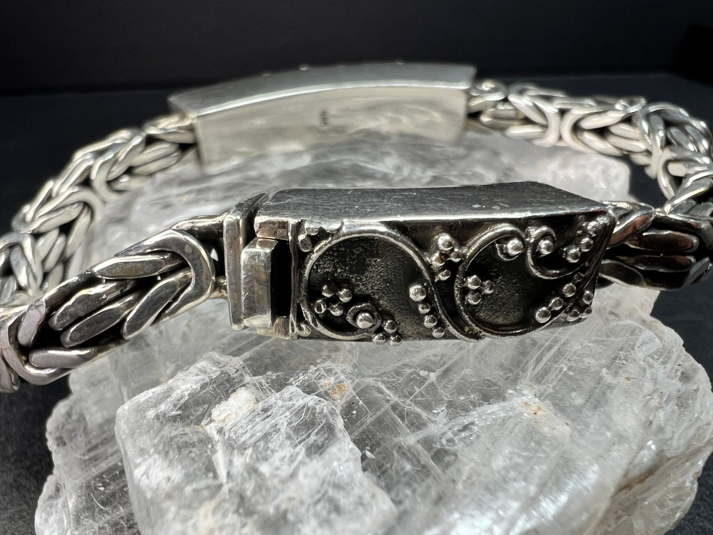 Sterling Silver 925 Borobudur Byzantine Bracelet 7.75–8” 52.19g