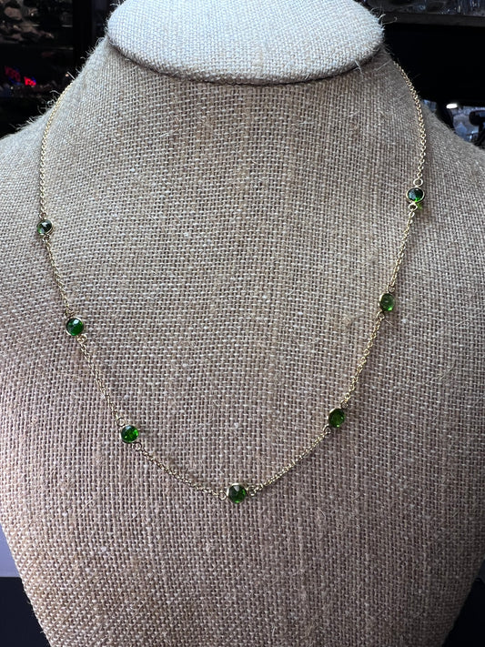 Chrome diopside gold over sterling silver 18 inch necklace