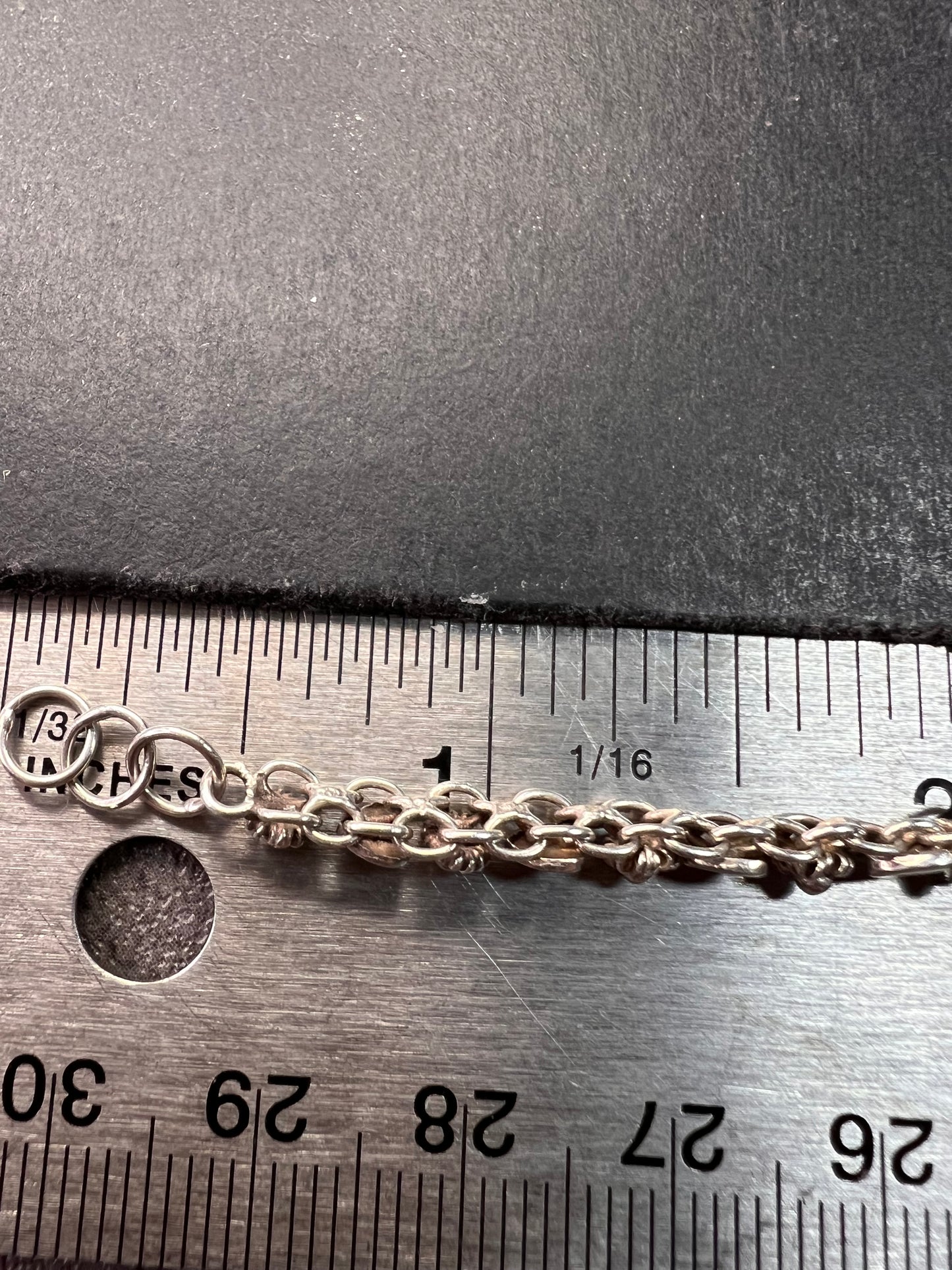 Vintage Cannetille and hearts sterling silver bracelet with charm