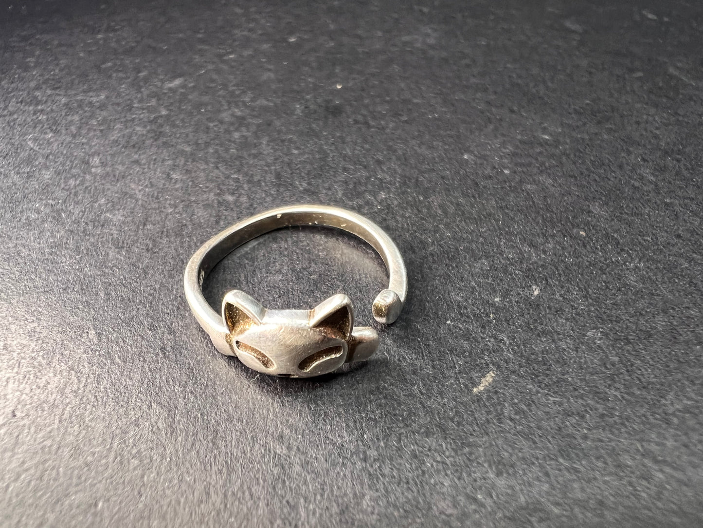 Vintage Sterling Silver Adjustable Cat Ring – Size 7