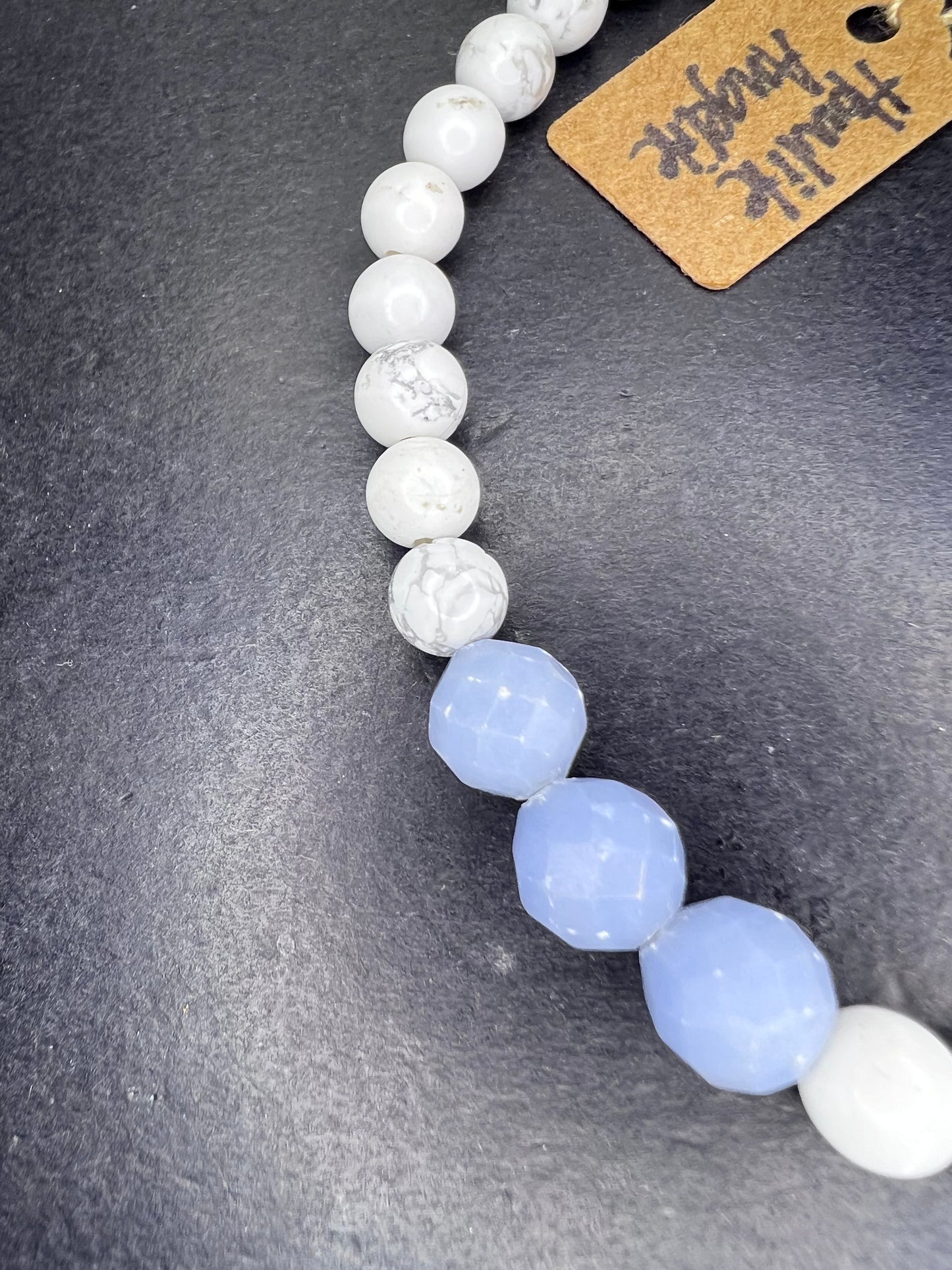 Howlite and Angelite stretch bracelet 7 inch