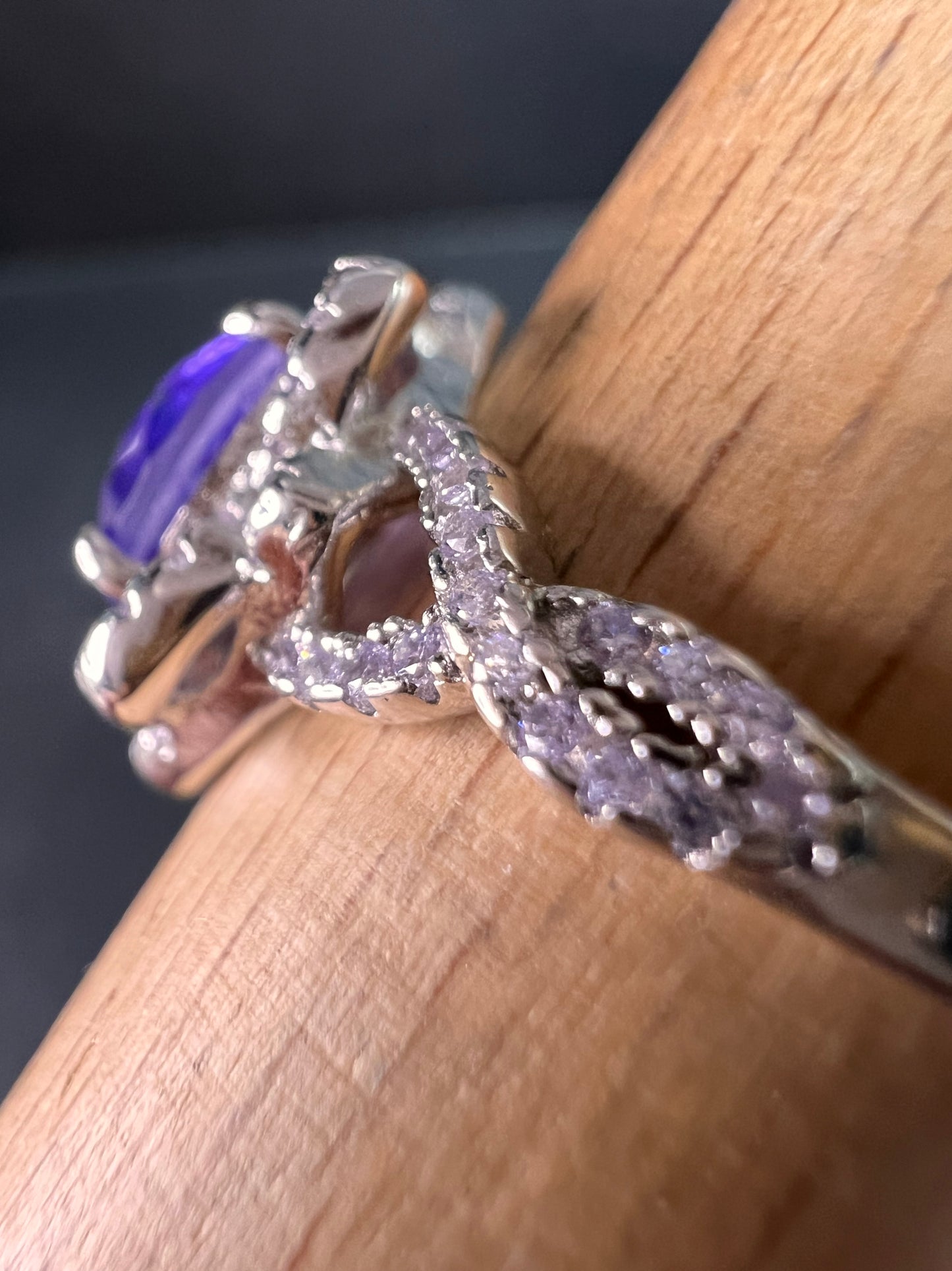 New Bomb Party Sterling Silver Lavender Simulated Amethyst Dinner Ring Sz 9