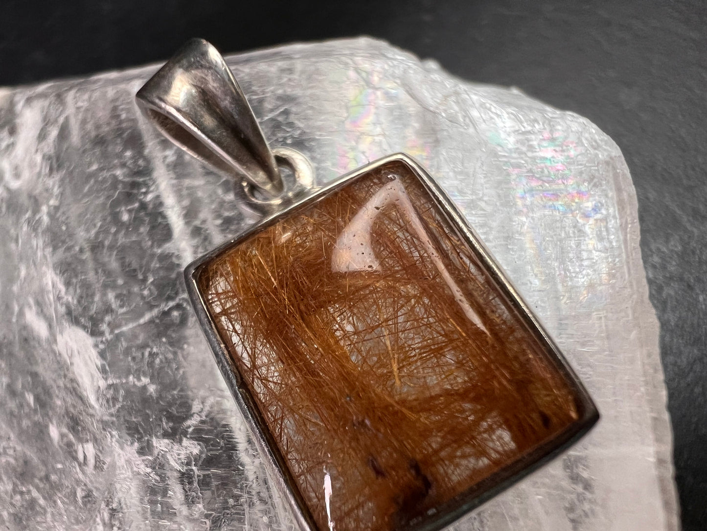 Vintage Nature Company Copper Rutilated Quartz Pendant 925 Sterling Silver