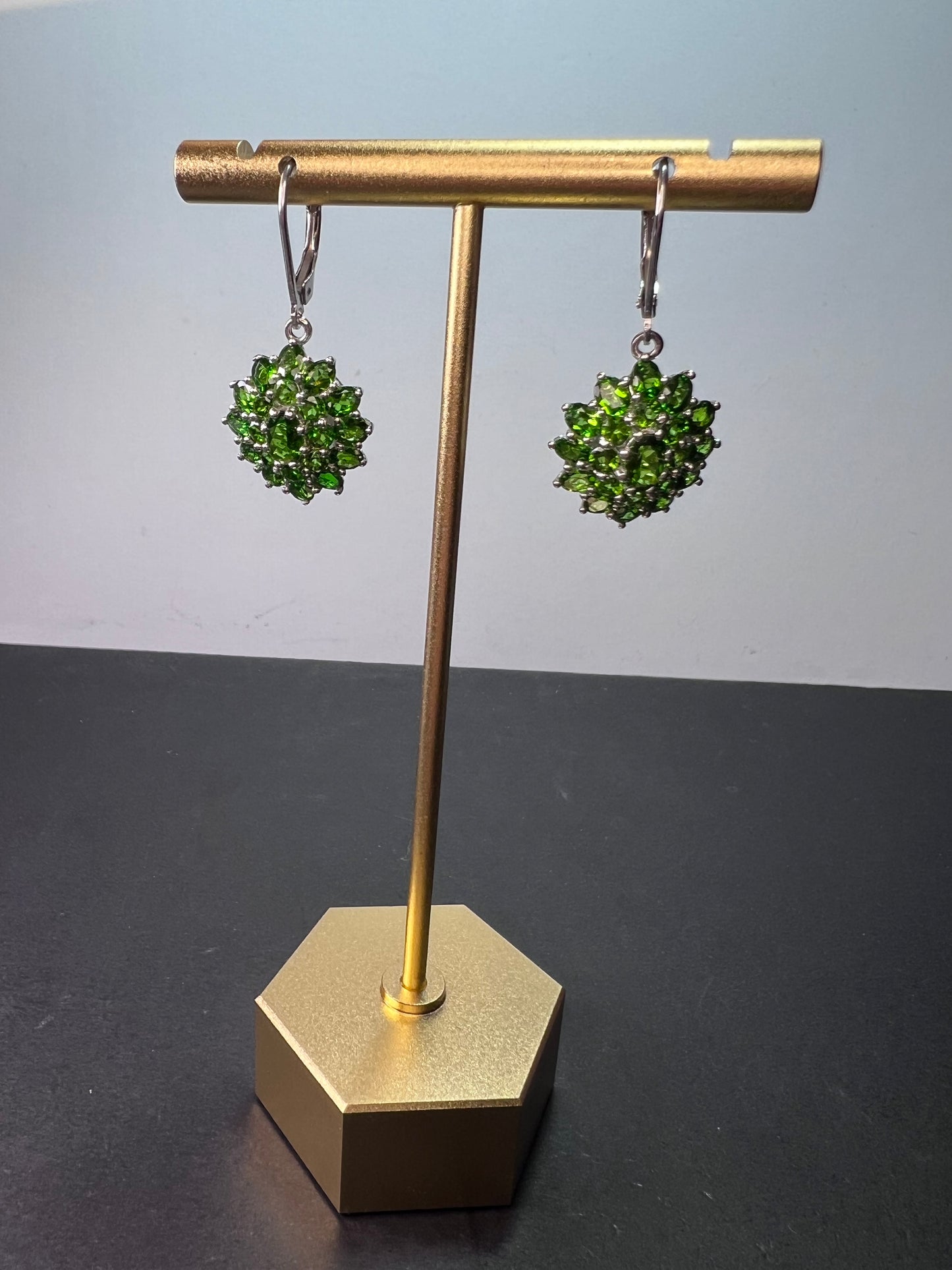 Chrome Diopside Lever Back Earrings in Platinum Over Sterling Silver 11.90 ctw