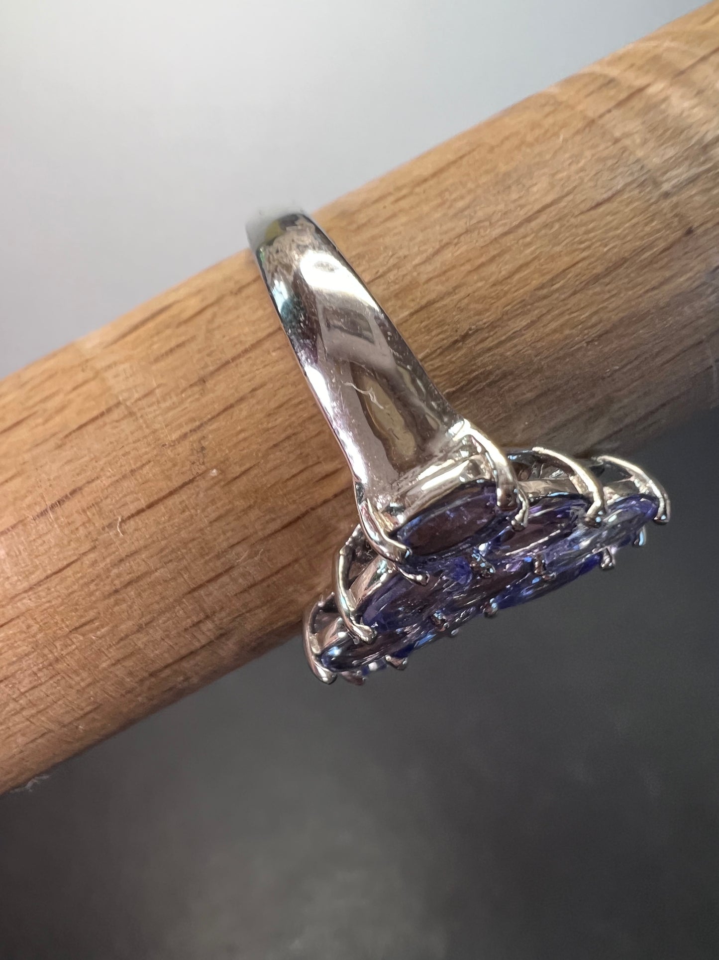 Tanzanite rhodium over sterling silver ring size 8