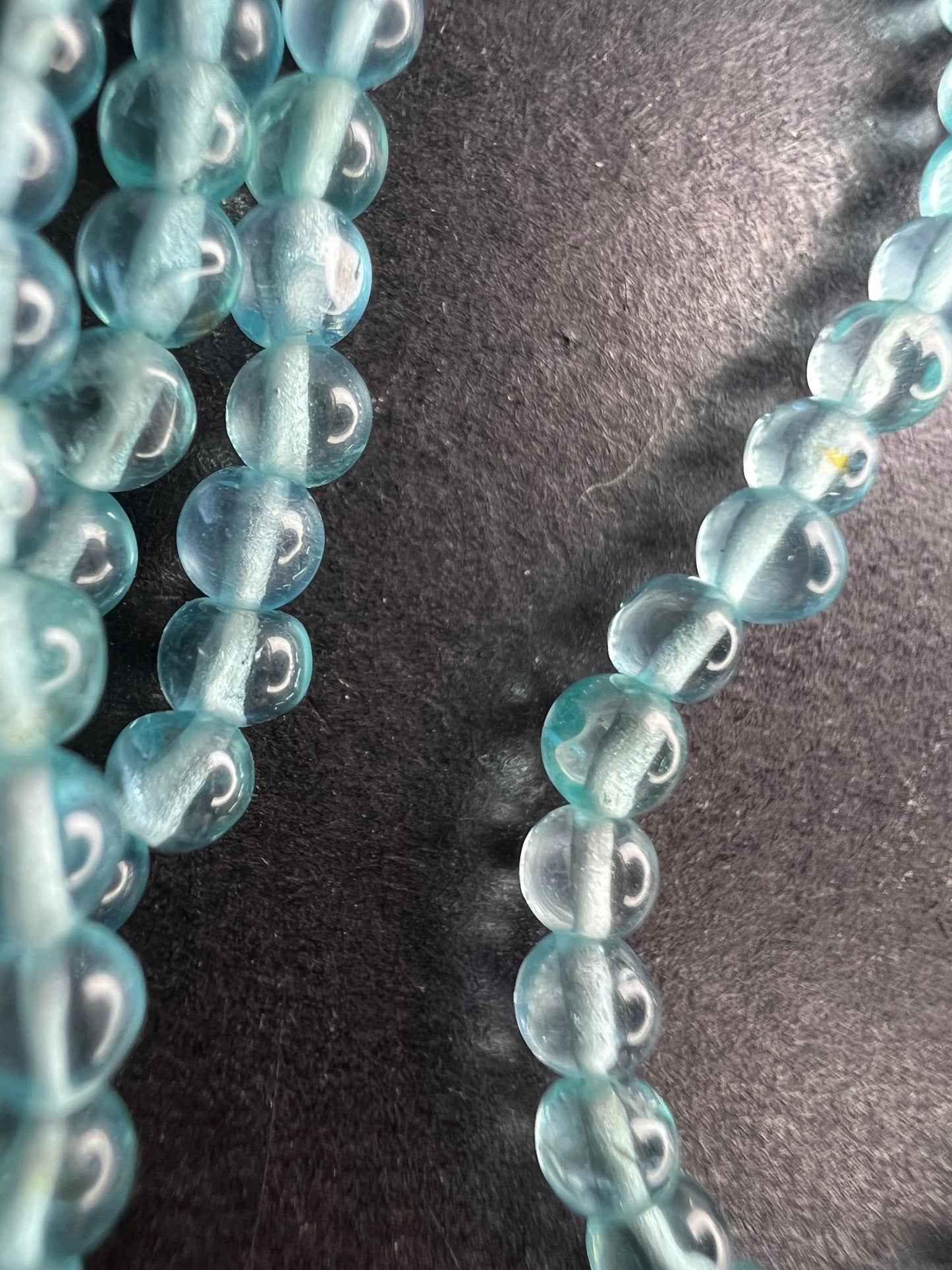 Blue apatite 2mm beaded necklace with sterling silver clasp