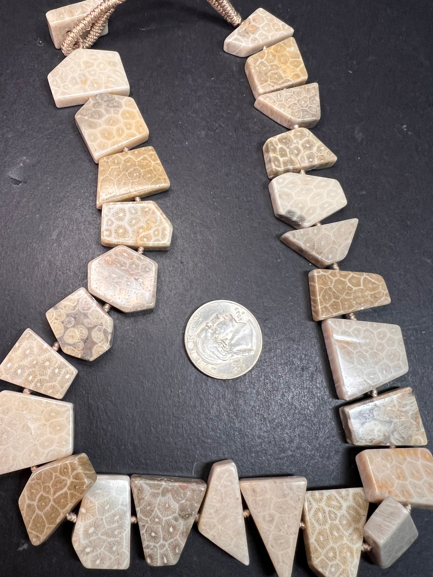 NEW fossil coral knotted necklace