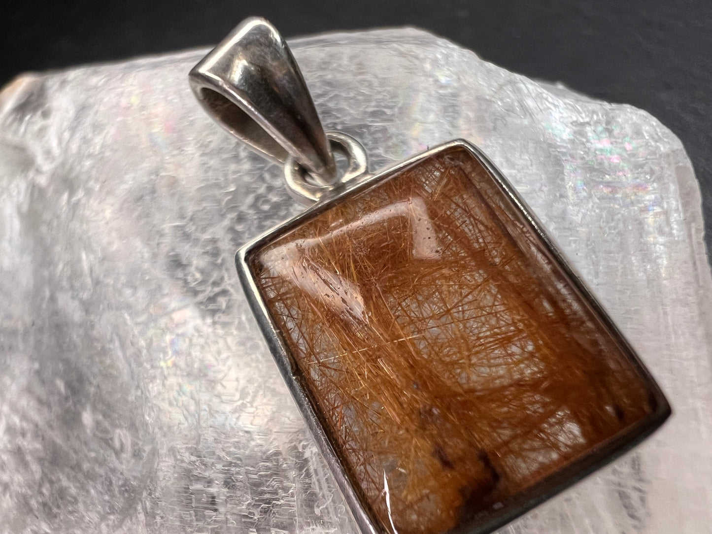 Vintage Nature Company Copper Rutilated Quartz Pendant 925 Sterling Silver