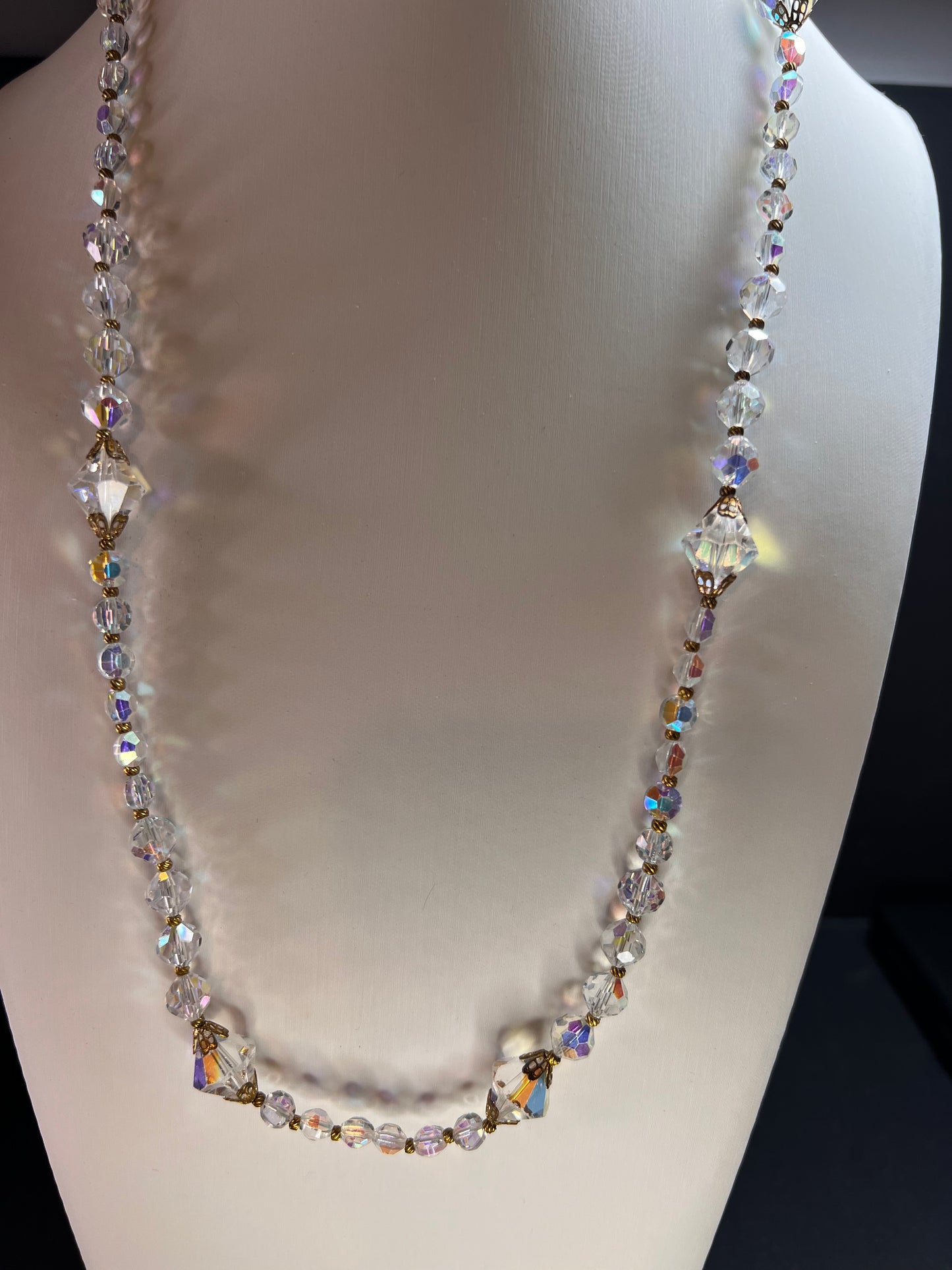 Vintage Aurora Borealis crystal beaded necklace