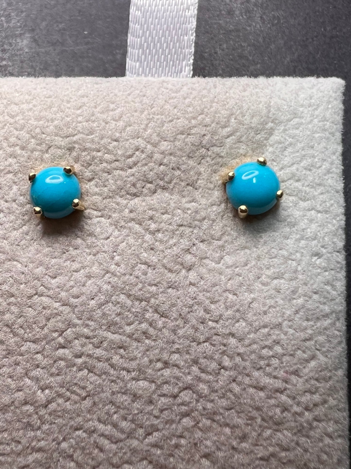 Sleeping Beauty turquoise stud earrings in gold over sterling