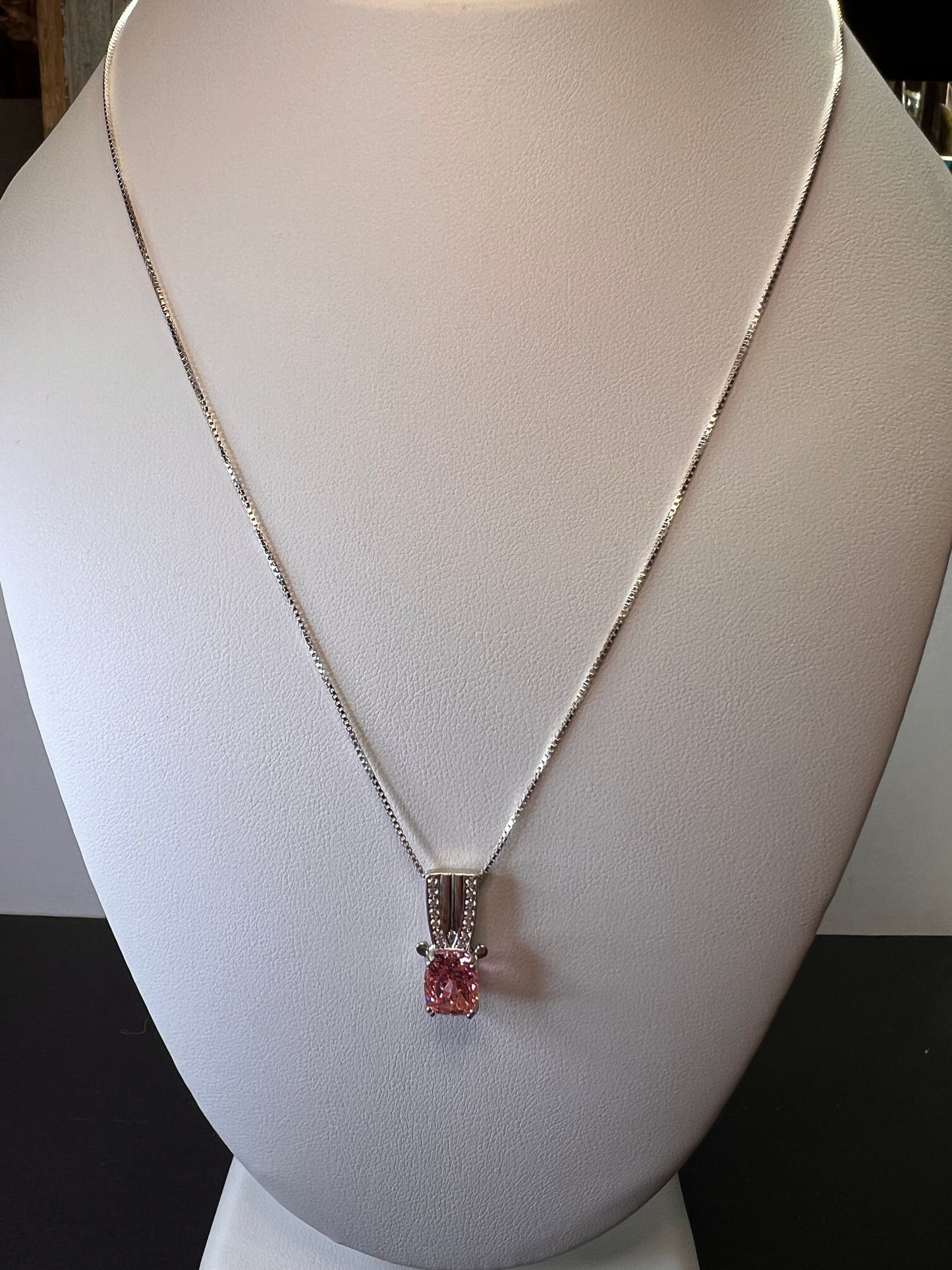 Bella Luce® 5.17ctw Pink and white CZ Rhodium Over Silver Pendant