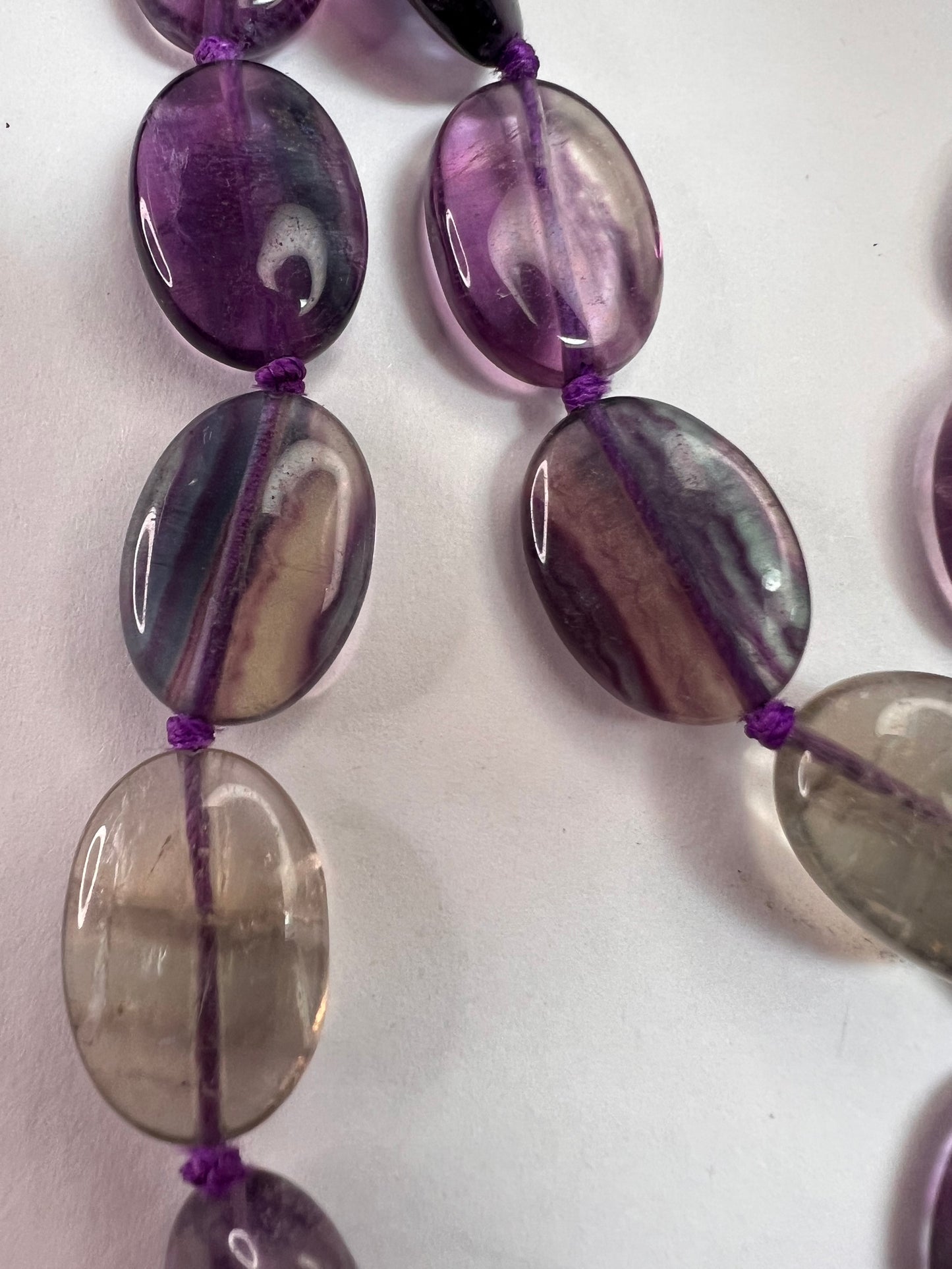 NEW Nate & Etan Fluorite double strand knotted necklace with sterling silver clasp