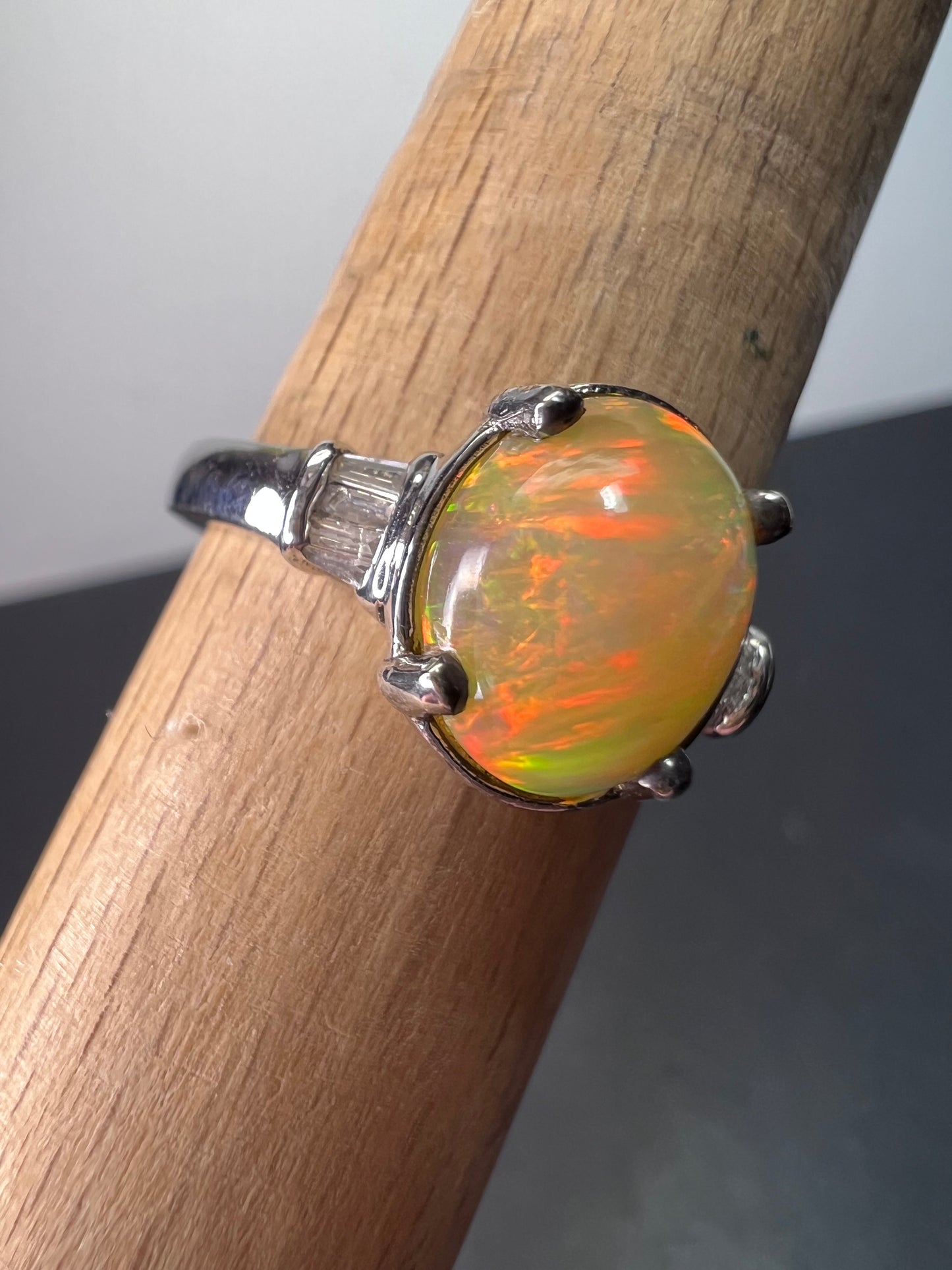 Ethiopian welo opal and diamond ring size 9