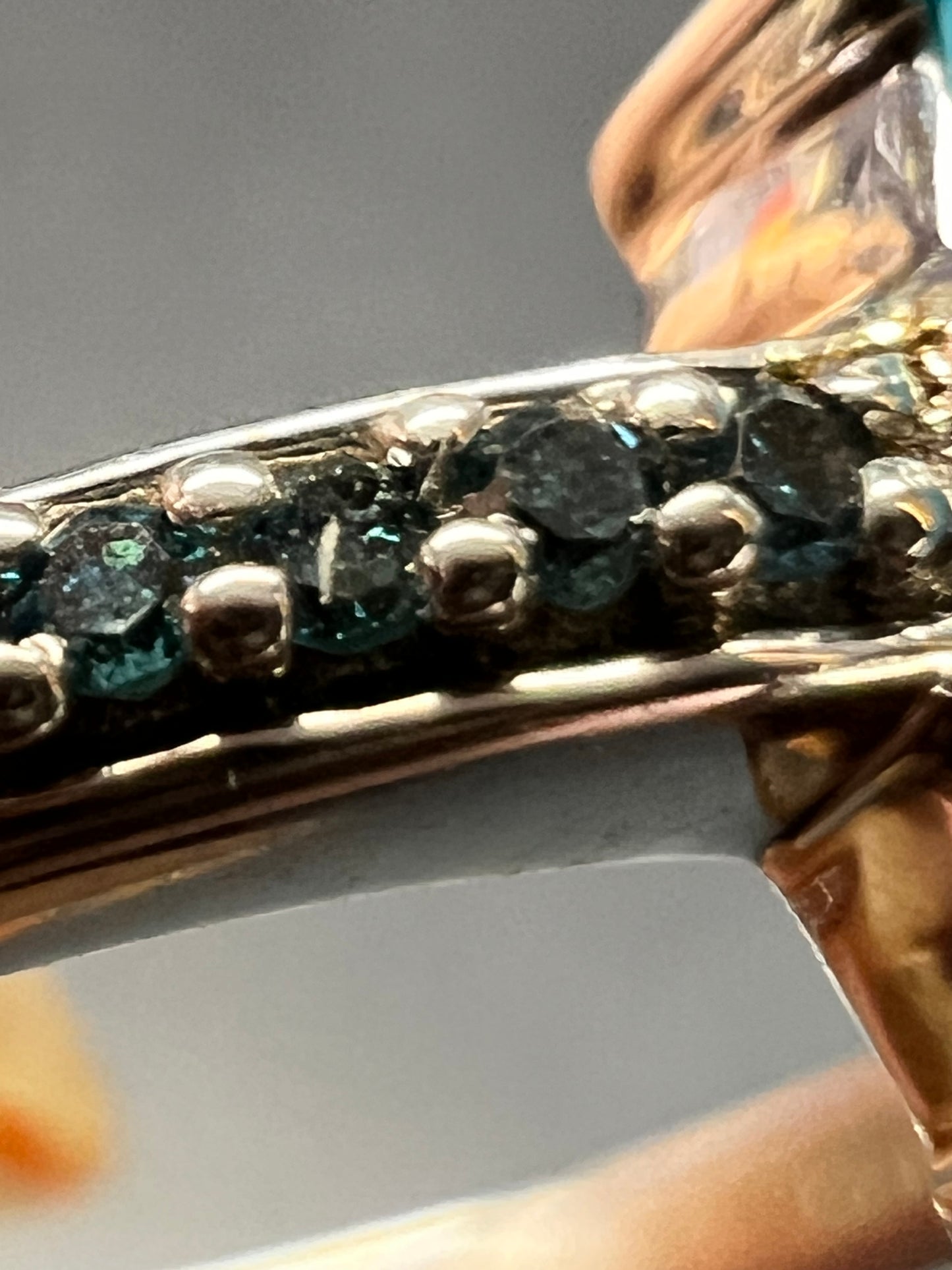 Sterling Silver Turquoise Ring with Blue Diamond Accents Size 6