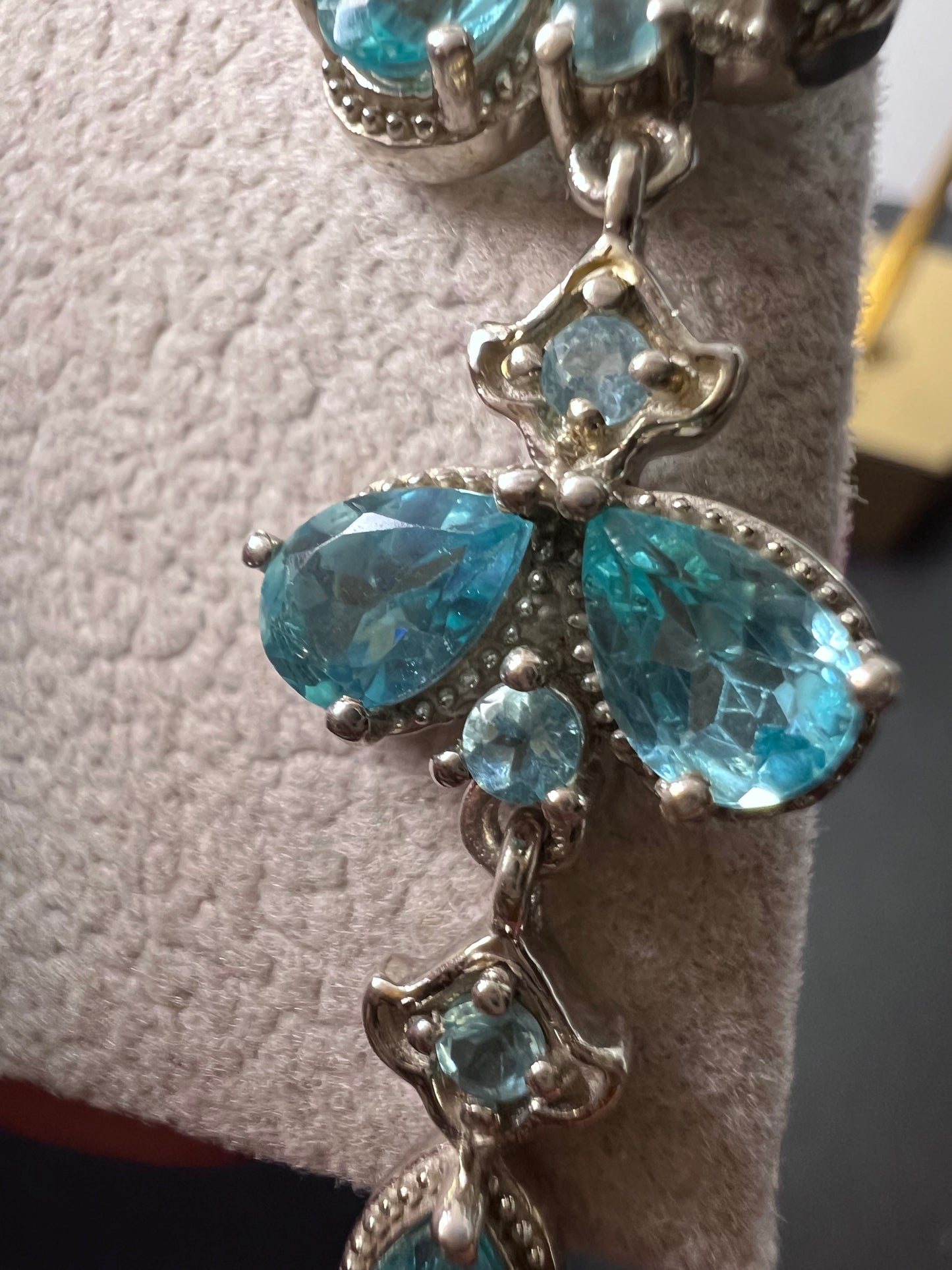 Blue apatite sterling silver chandelier earrings