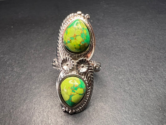 NEW green Mojave turquoise stainless steel ring size 7