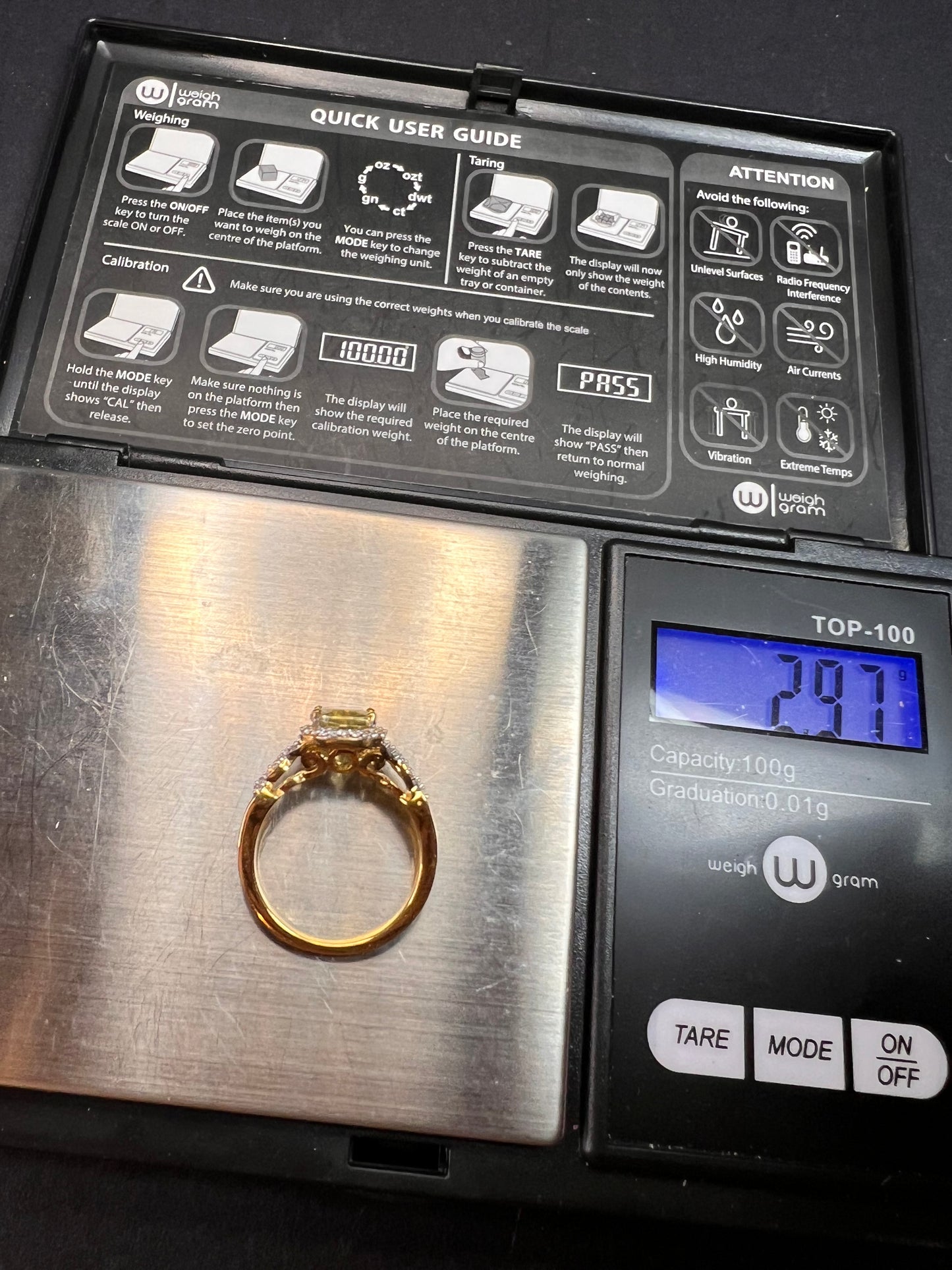 NEW yellow apatite and zircon halo ring in vermeil size 6