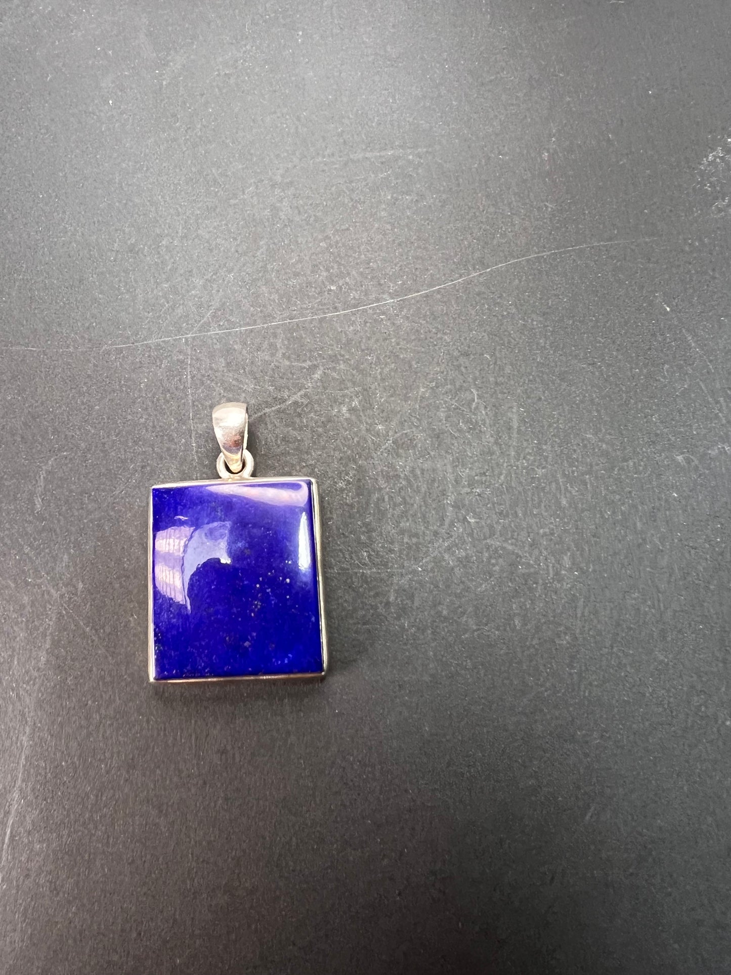 NEW lapis lazuli sterling silver square pendant