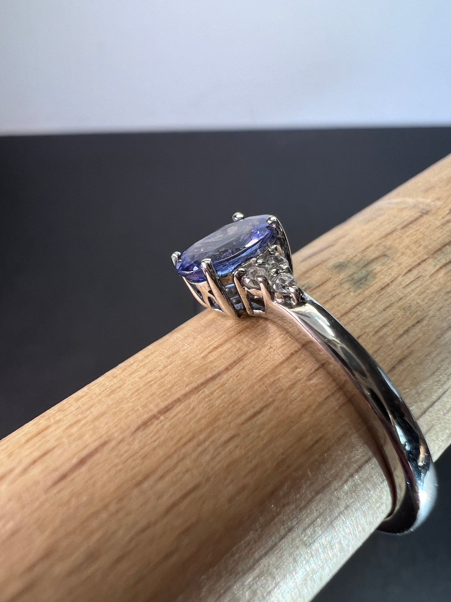 Tanzanite, Cambodian Zircon Ring in Platinum Over Sterling Silver, Fashion Rings For Women 1.10 ctw size 9