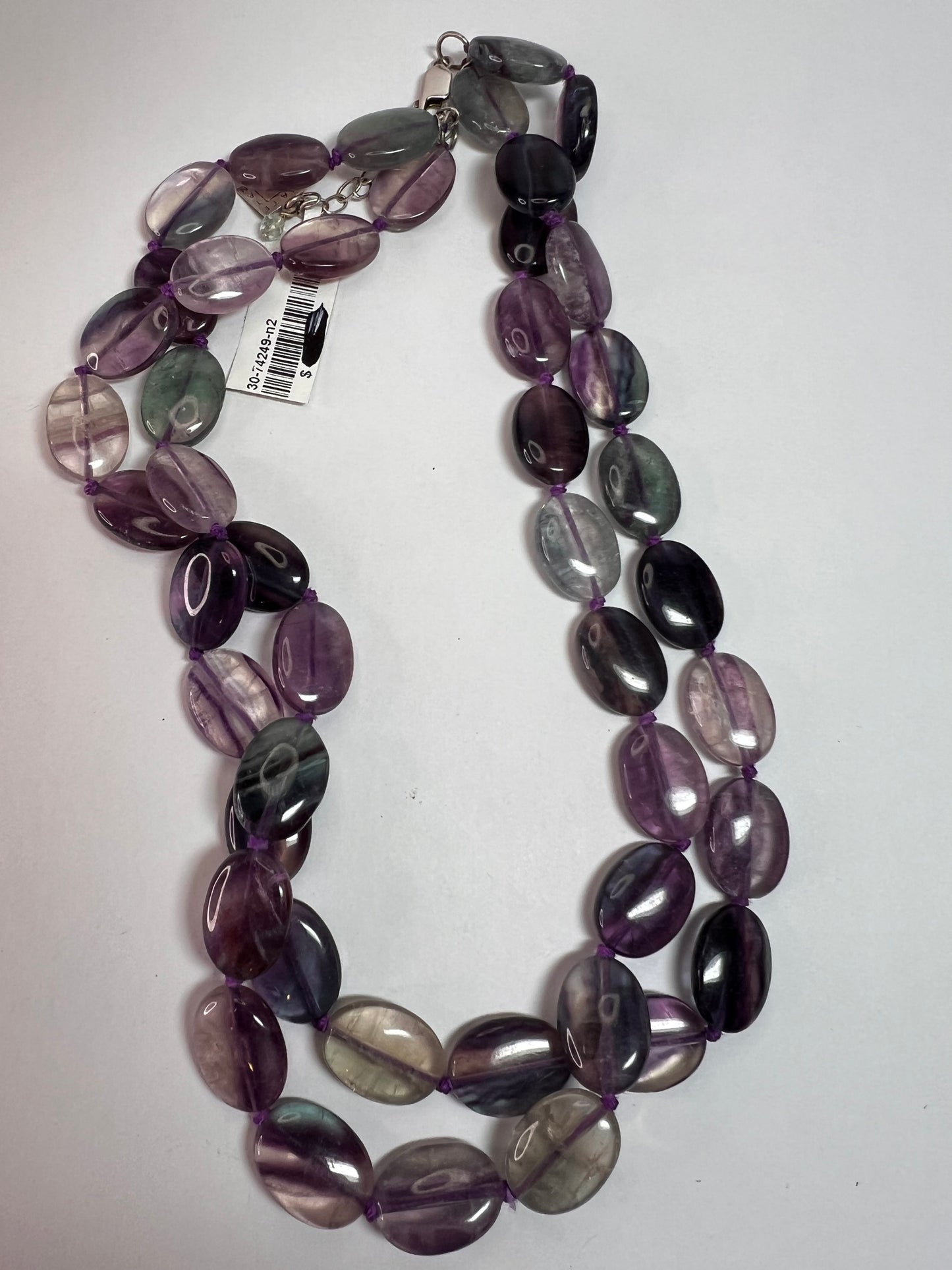 NEW Nate & Etan Fluorite double strand knotted necklace with sterling silver clasp