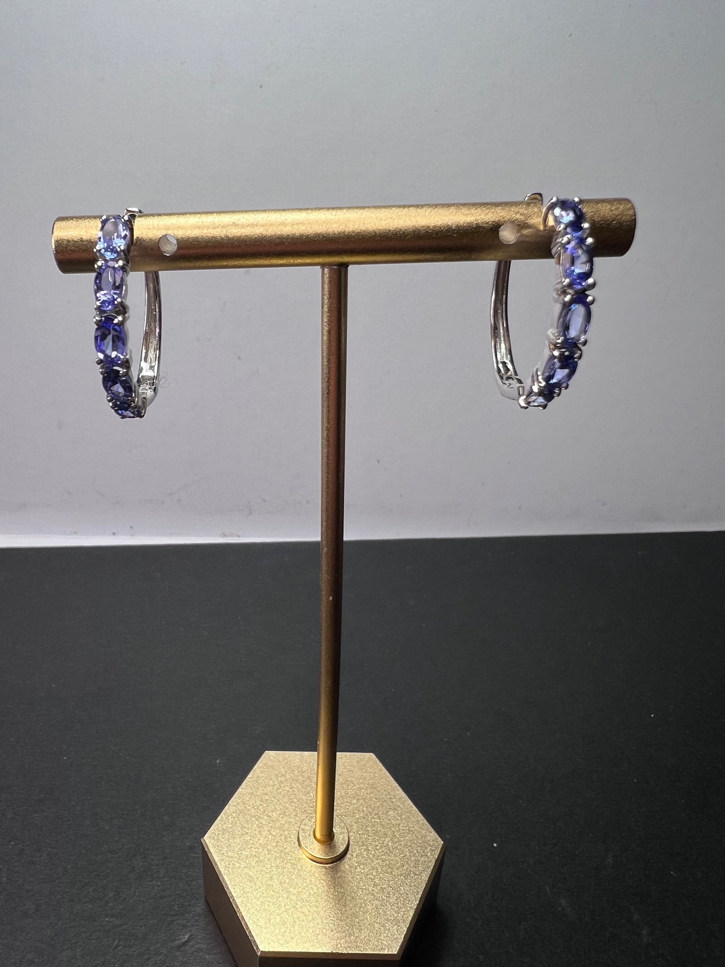 Tanzanite Hoop Earrings in Platinum Over Sterling Silver 2.35 ctw