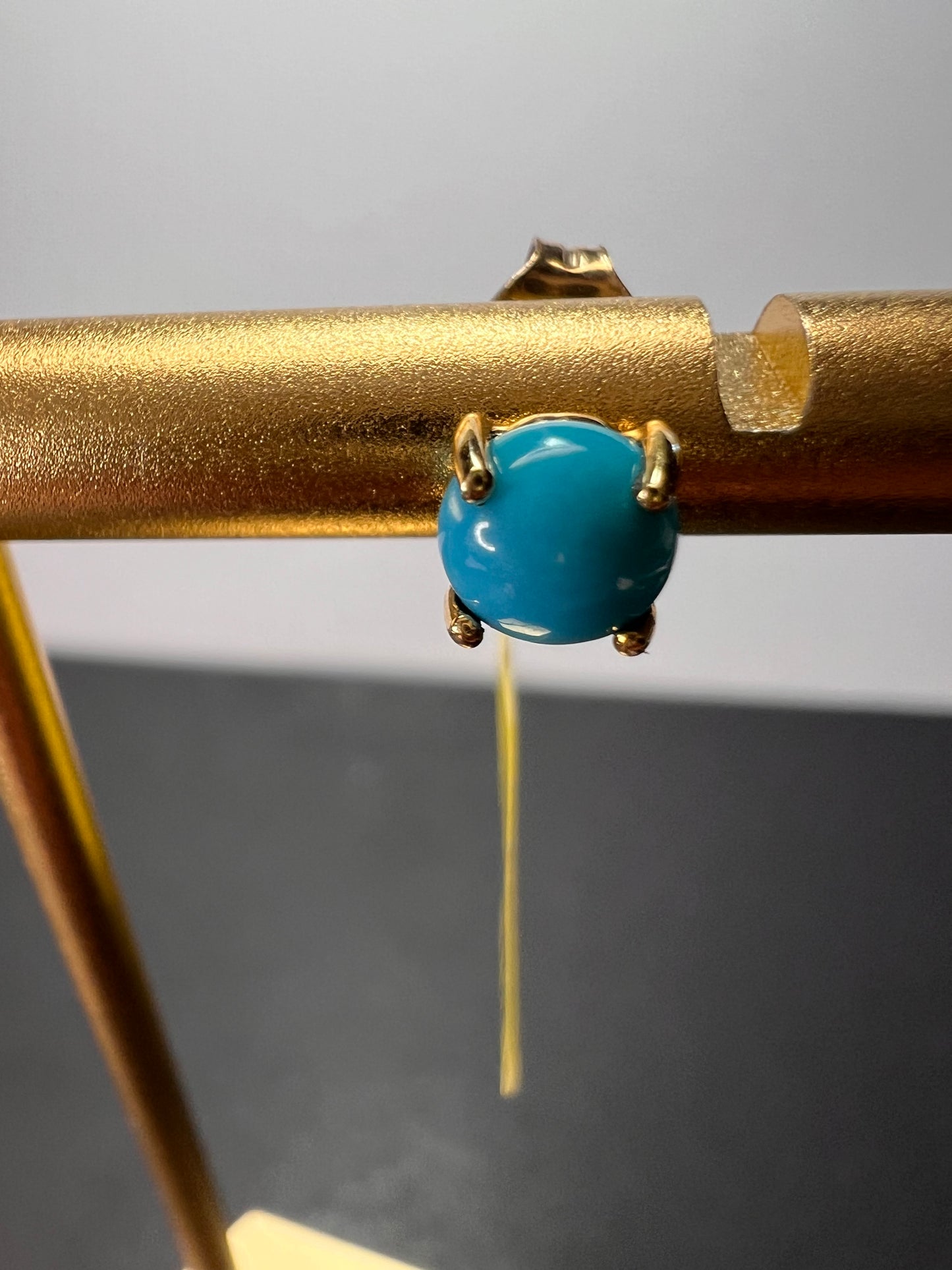 10k gold sleeping beauty turquoise stud earrings