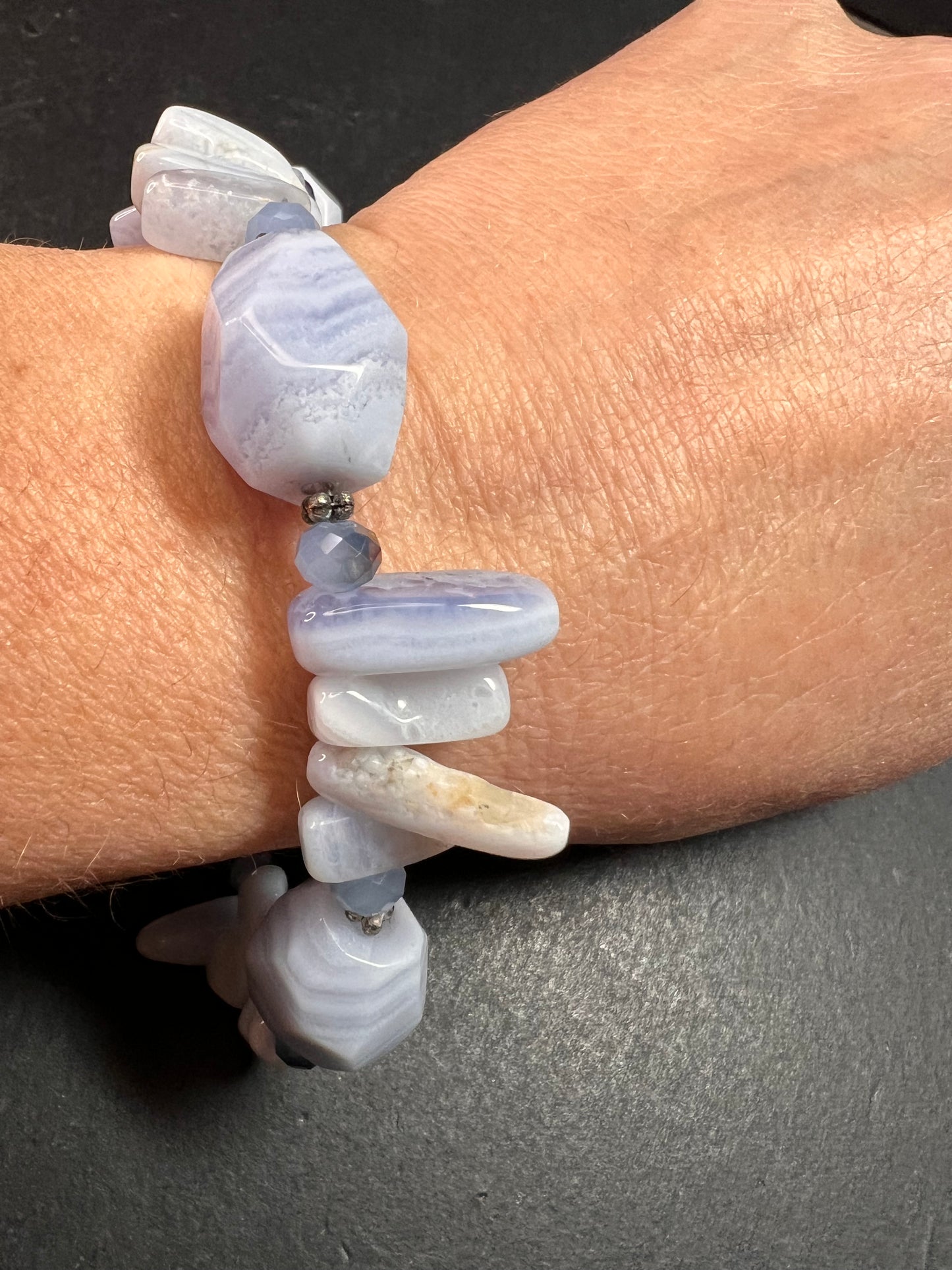 Blue Lace Agate Toggle Bracelet | Light Blue Gemstone Chip & Nugget Beads