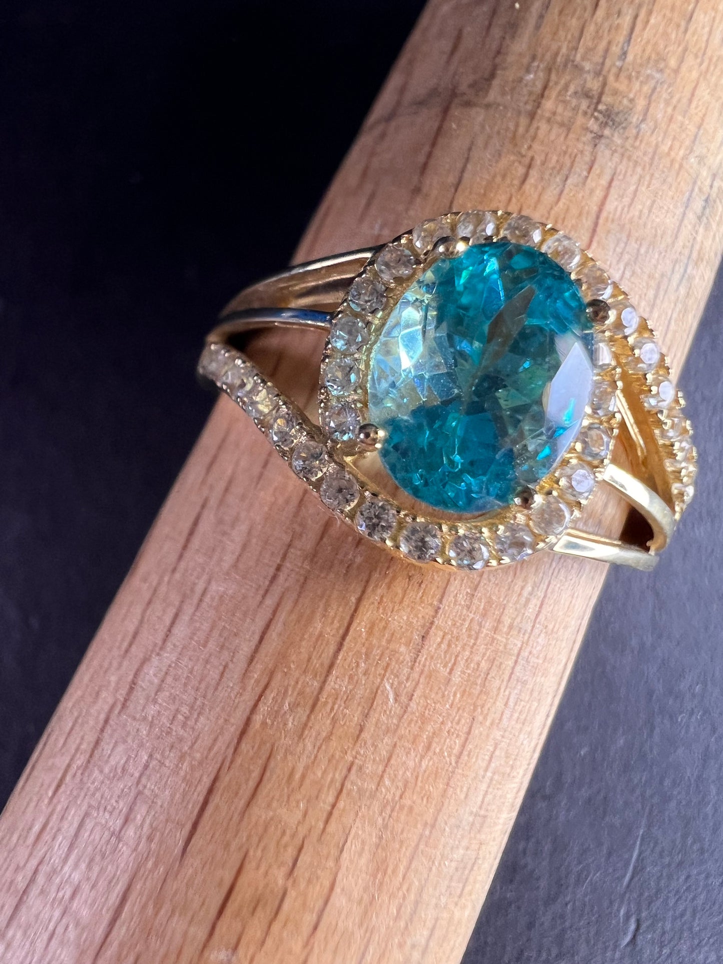14k gold Paraiba apatite ring size 9