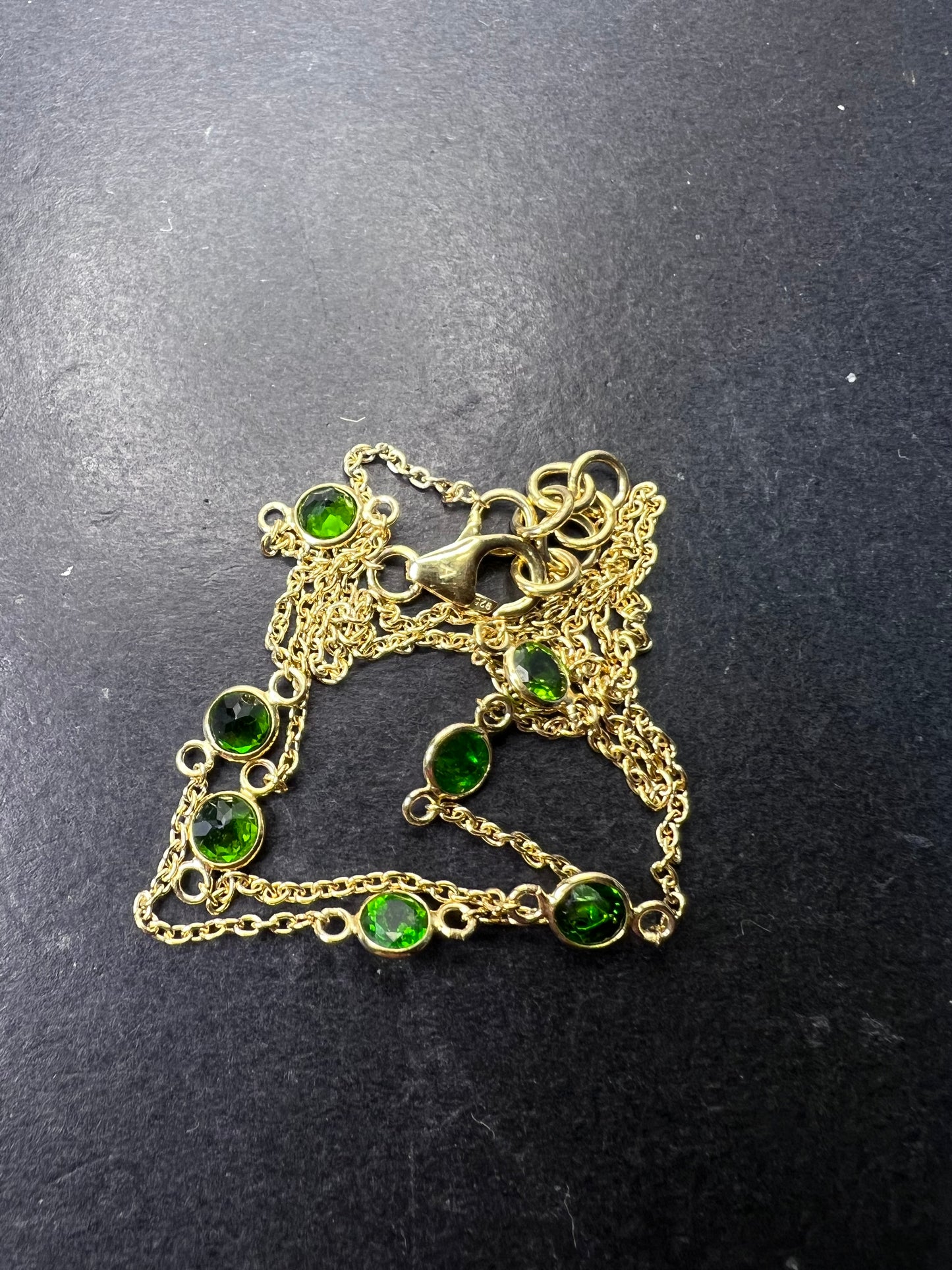 Chrome diopside gold over sterling silver 18 inch necklace