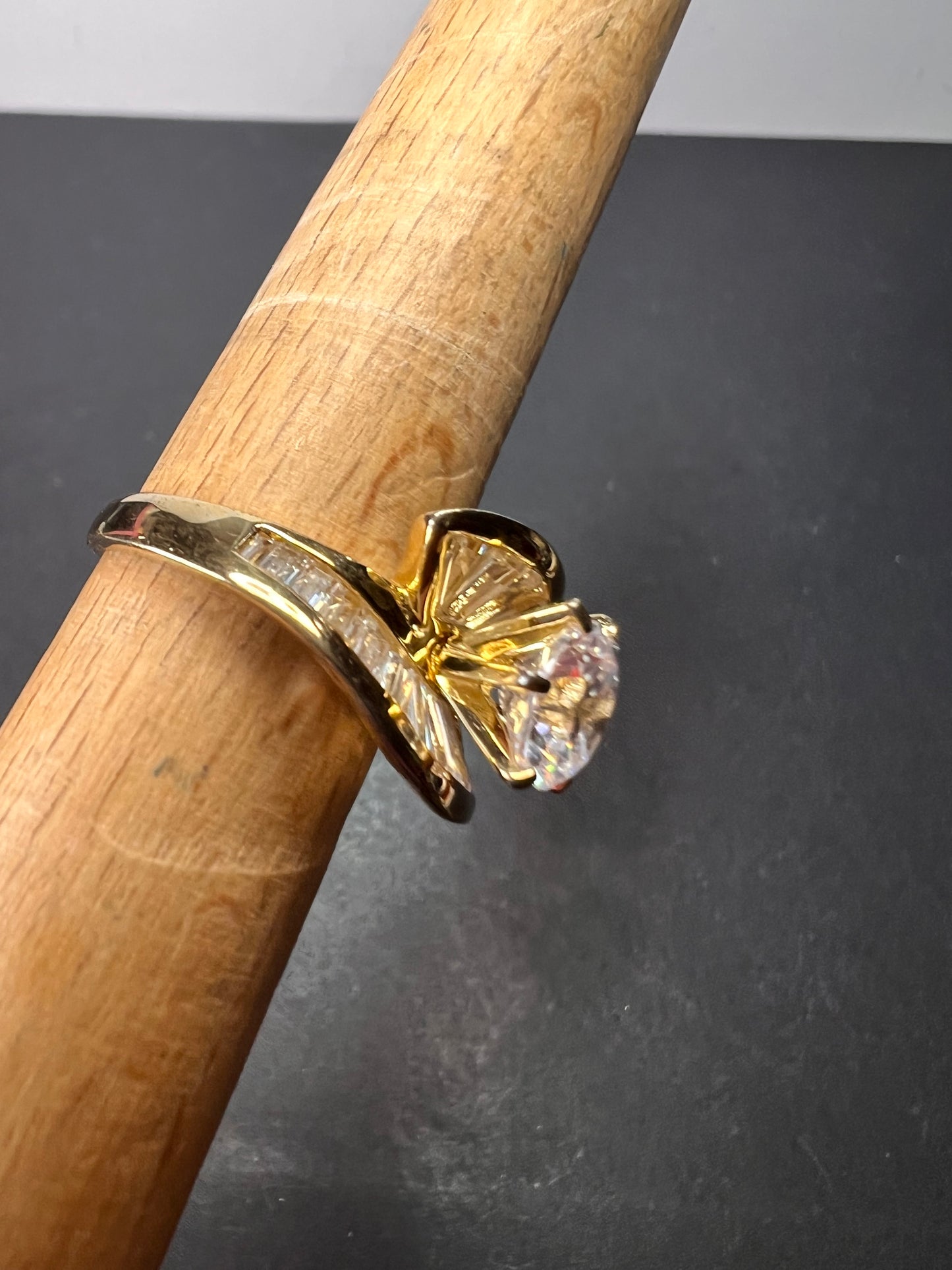 Gold vermeil over Sterling silver 925 CZ ring size 8