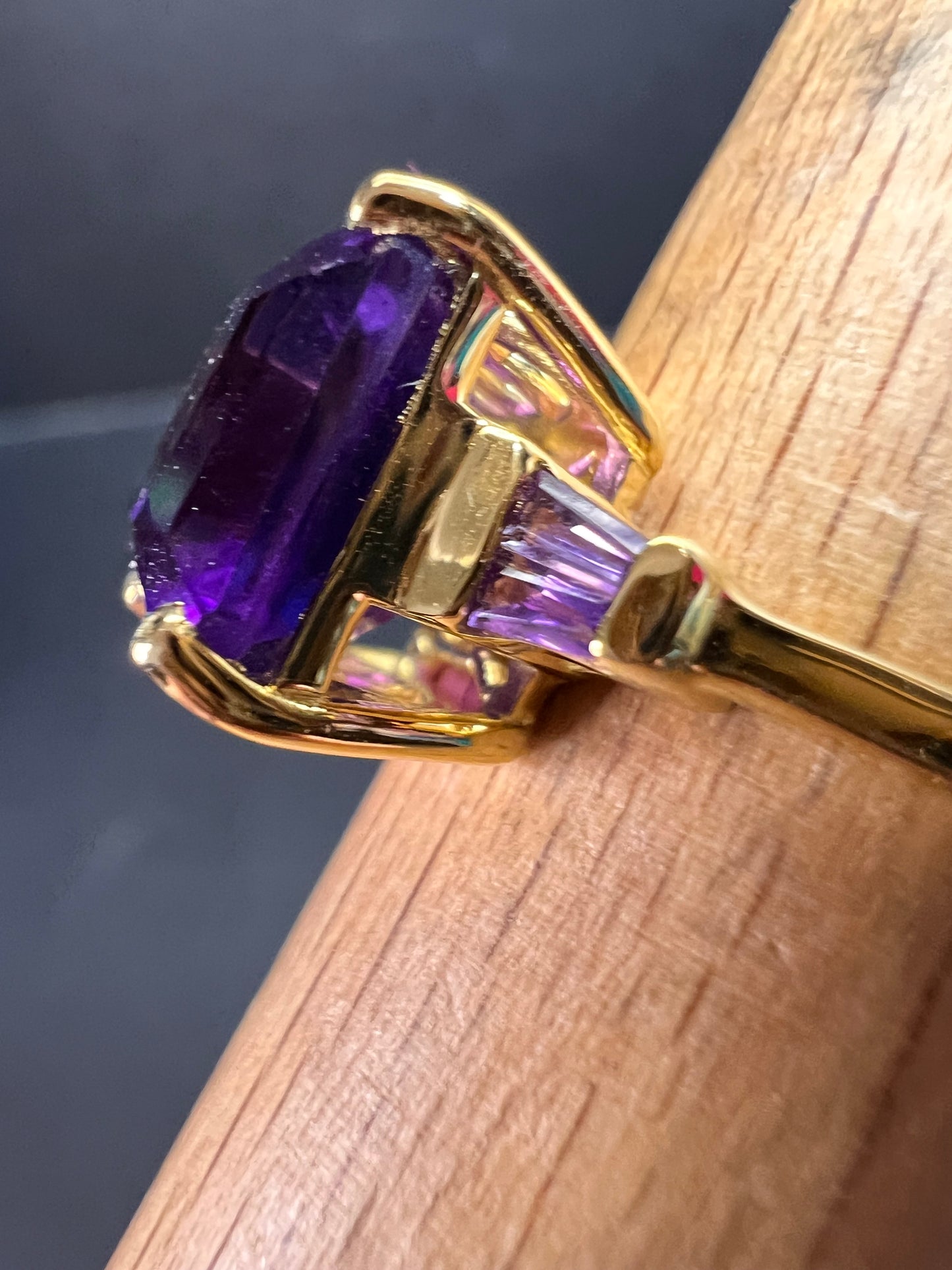NEW African amethyst ring in vermeil yellow gold size 9