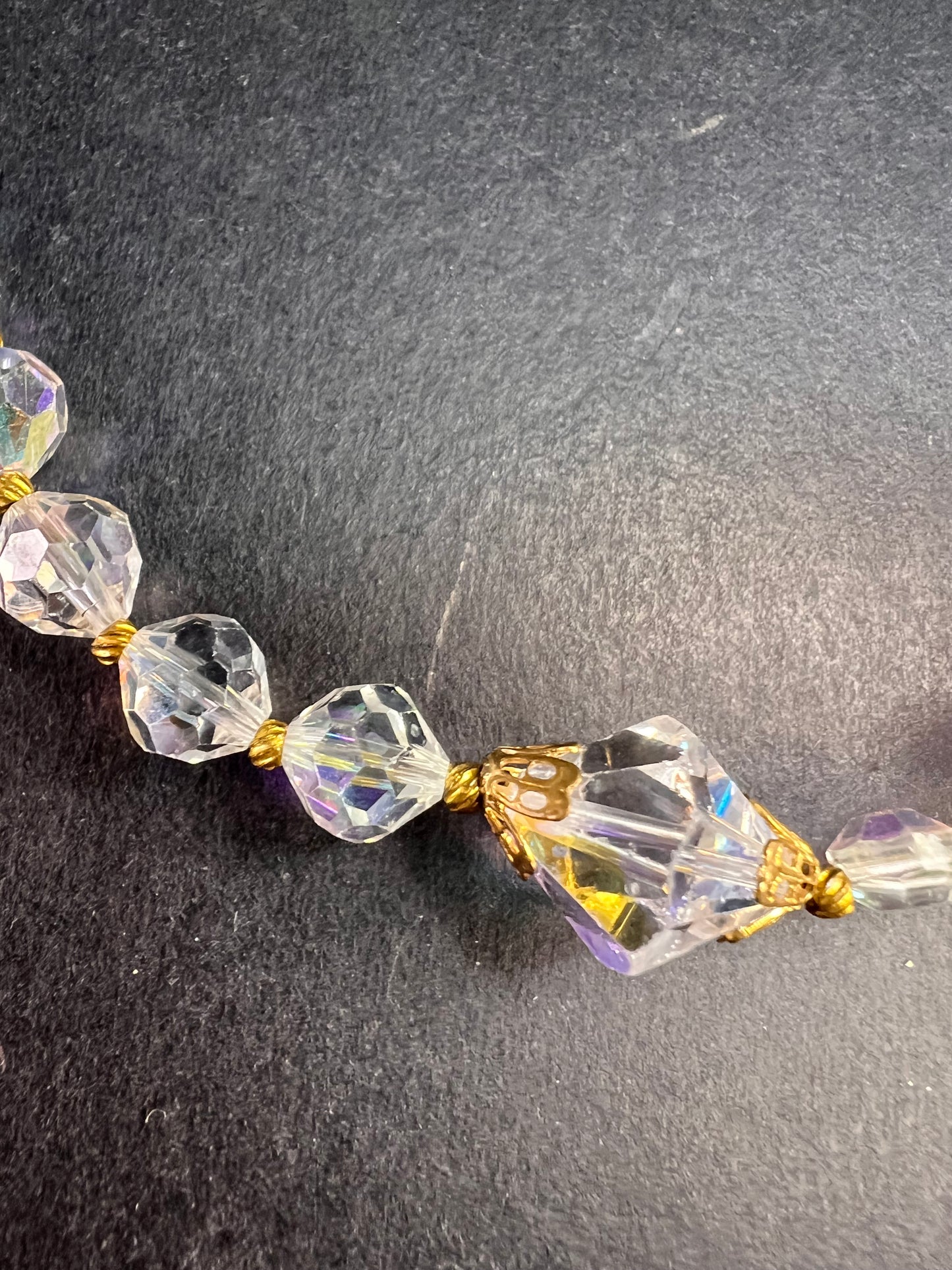 Vintage Aurora Borealis crystal beaded necklace