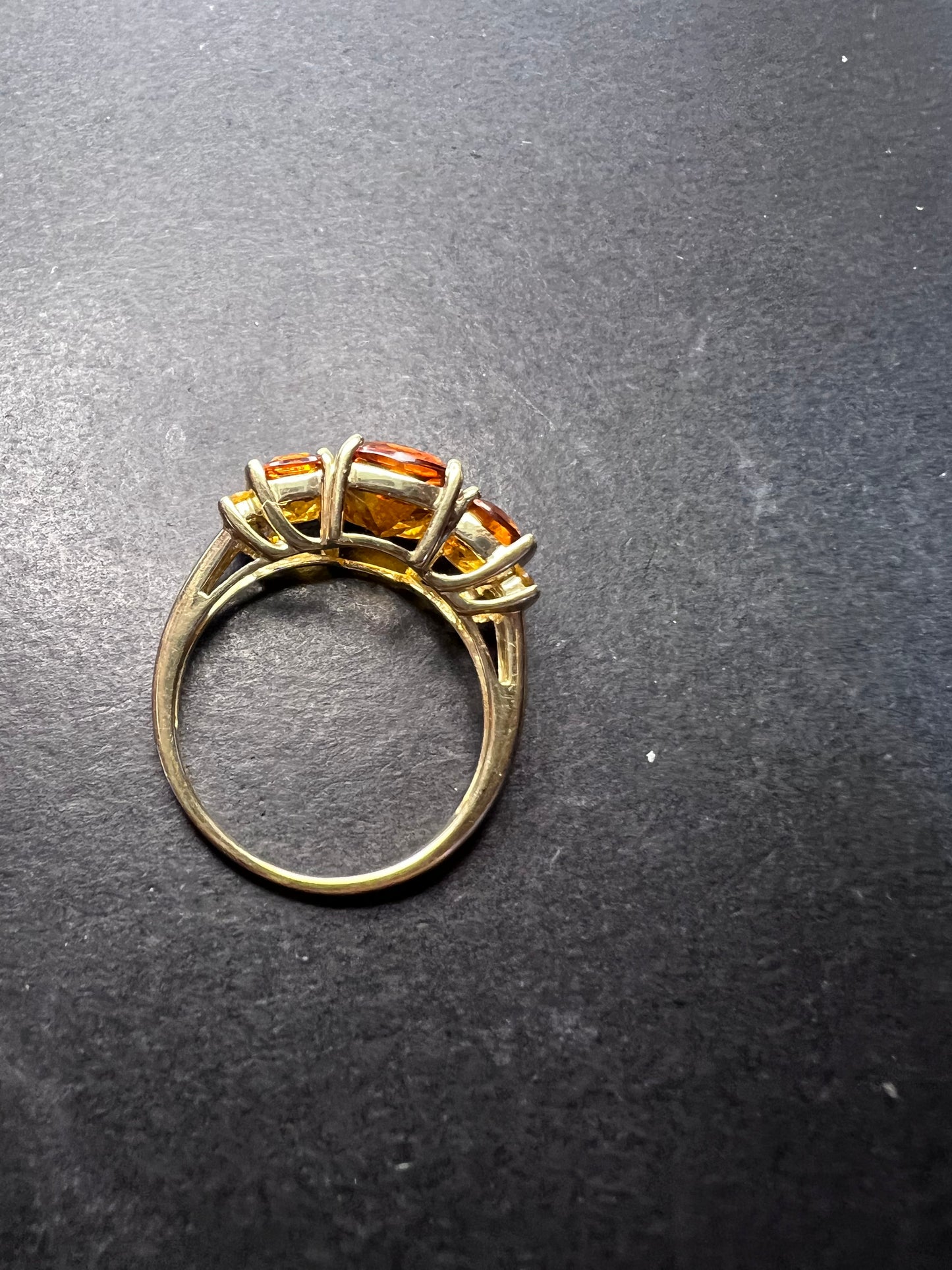 10k gold Mandarin citrine 3 stone Samuel Aaron ring size 9