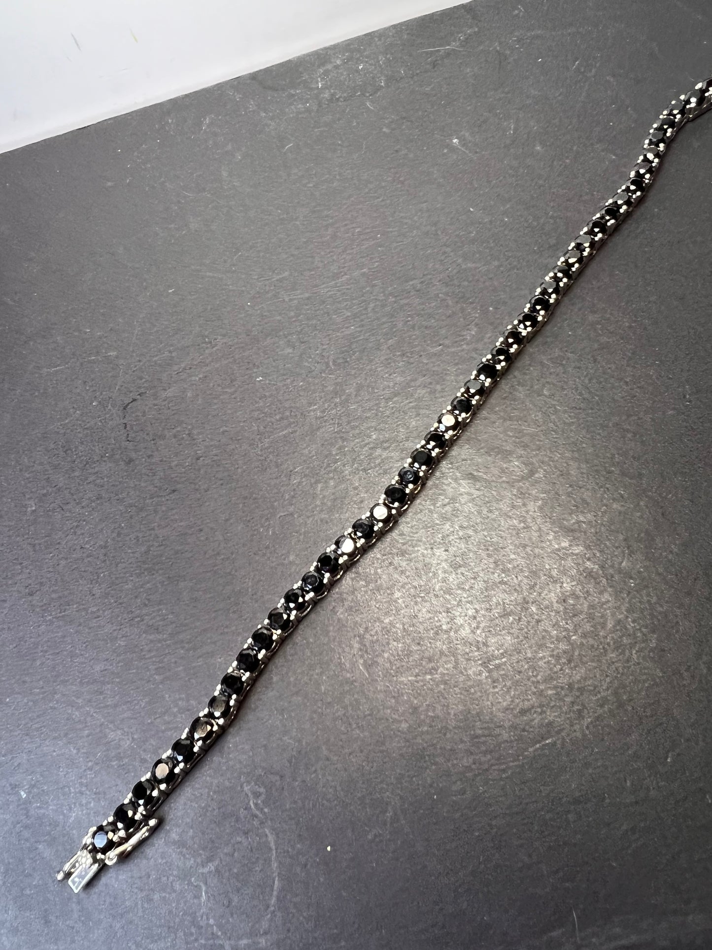 Black Spinel Sterling Silver Tennis Bracelet