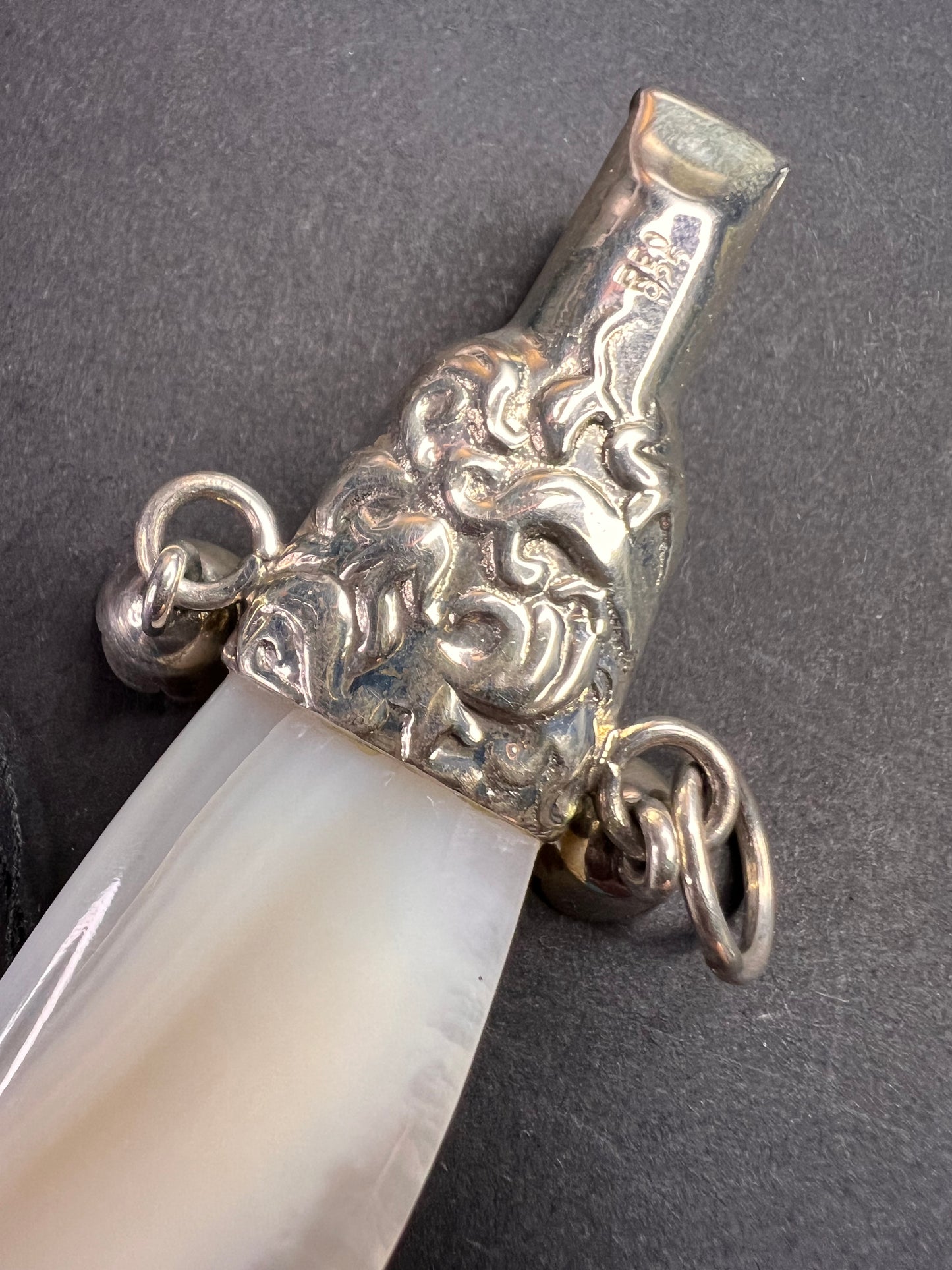 Vintage REO 925 Sterling Mother of Pearl Whistle Pendant Dead Stock