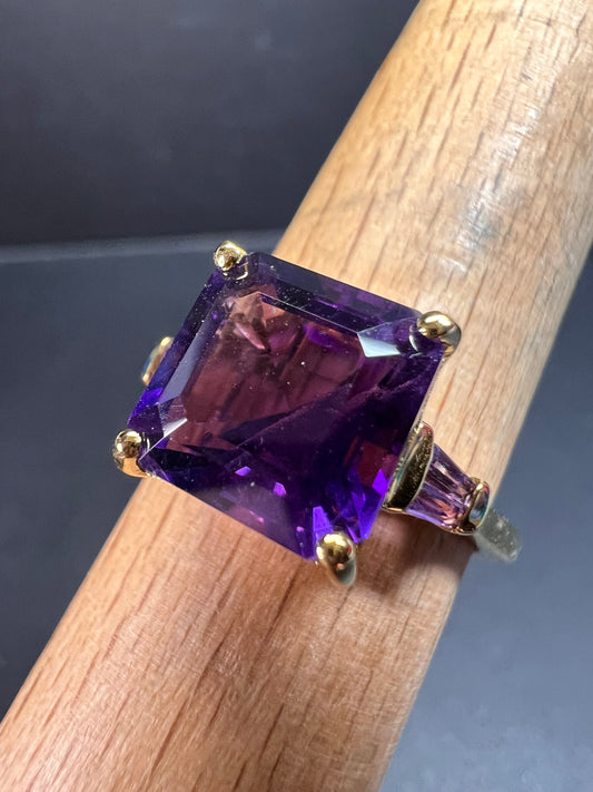 NEW African amethyst ring in vermeil yellow gold size 9