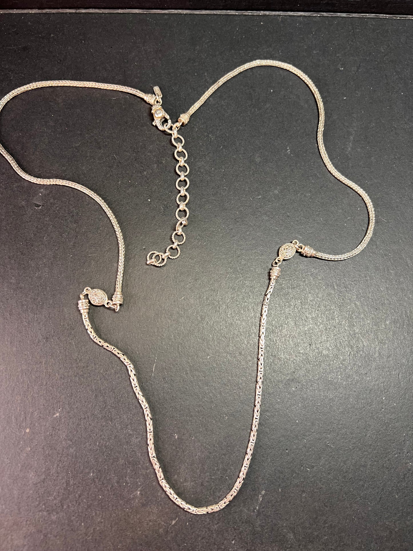 Sarda Sterling Silver 36” Balinese Foxtail Station Necklace – Handcrafted 925 Artisan Chain