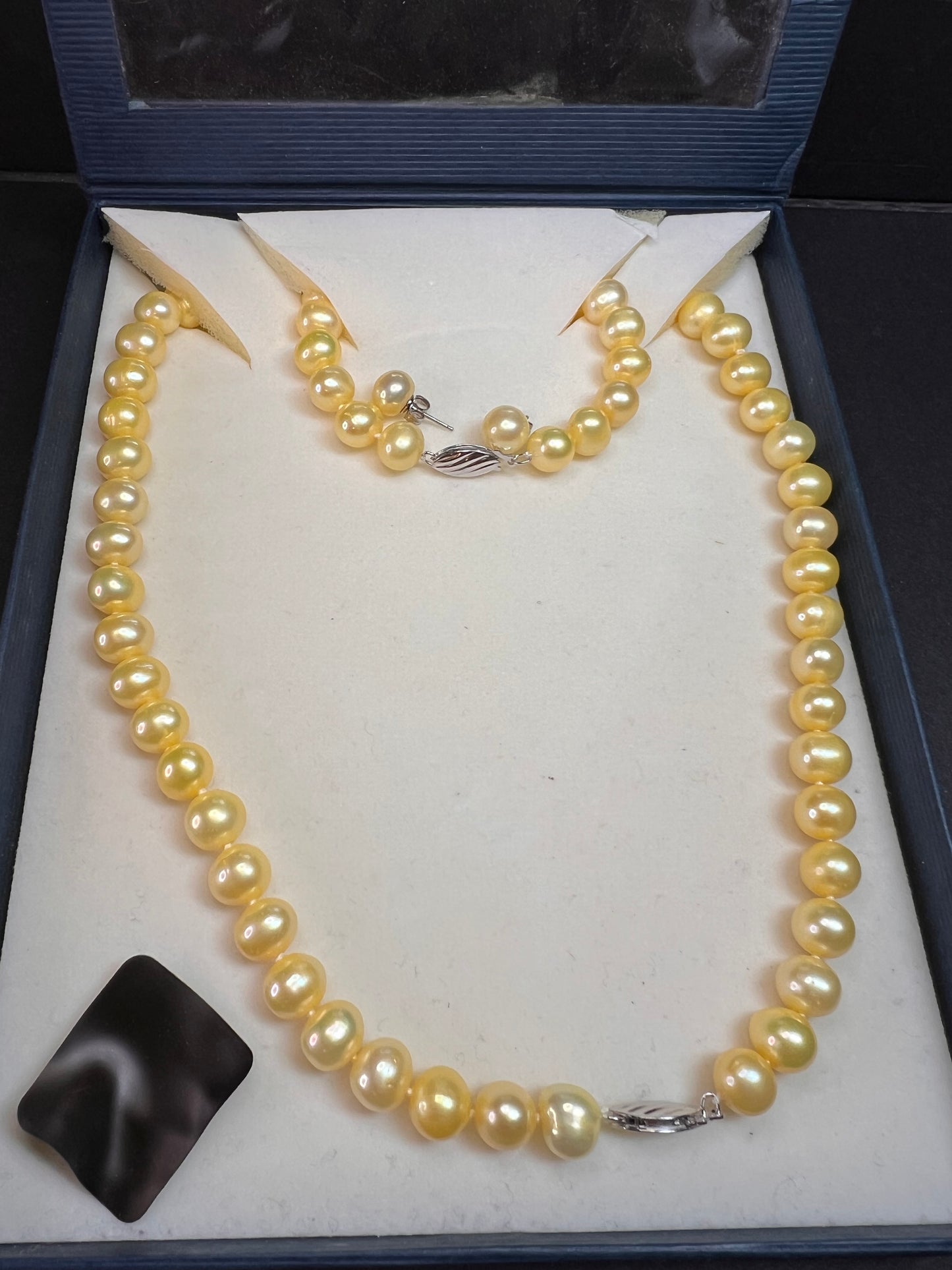 New Freshwater Pearl Necklace Bracelet Earrings Set Sterling Silver