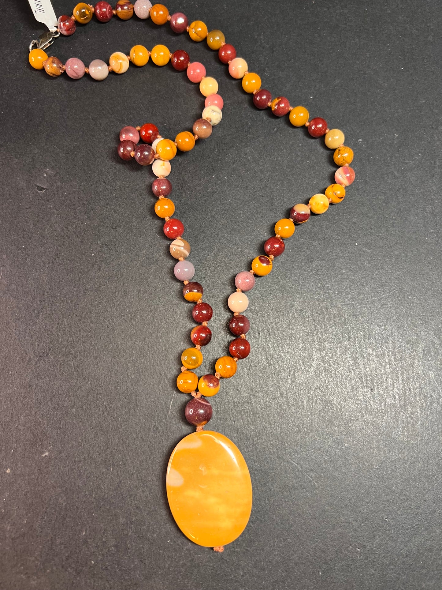 NEW Mookaite knotted pendant necklace with sterling silver clasp