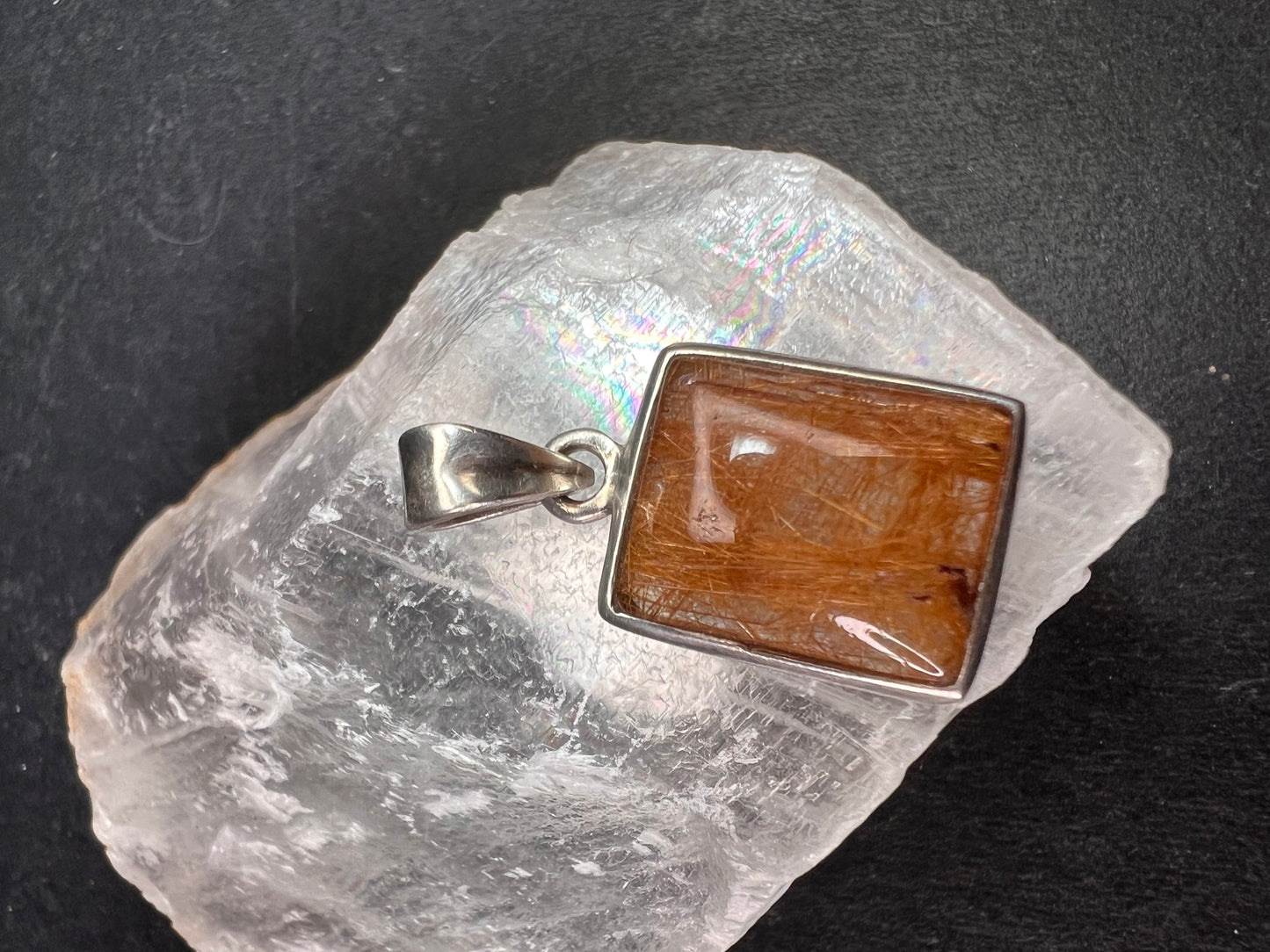 Vintage Nature Company Copper Rutilated Quartz Pendant 925 Sterling Silver