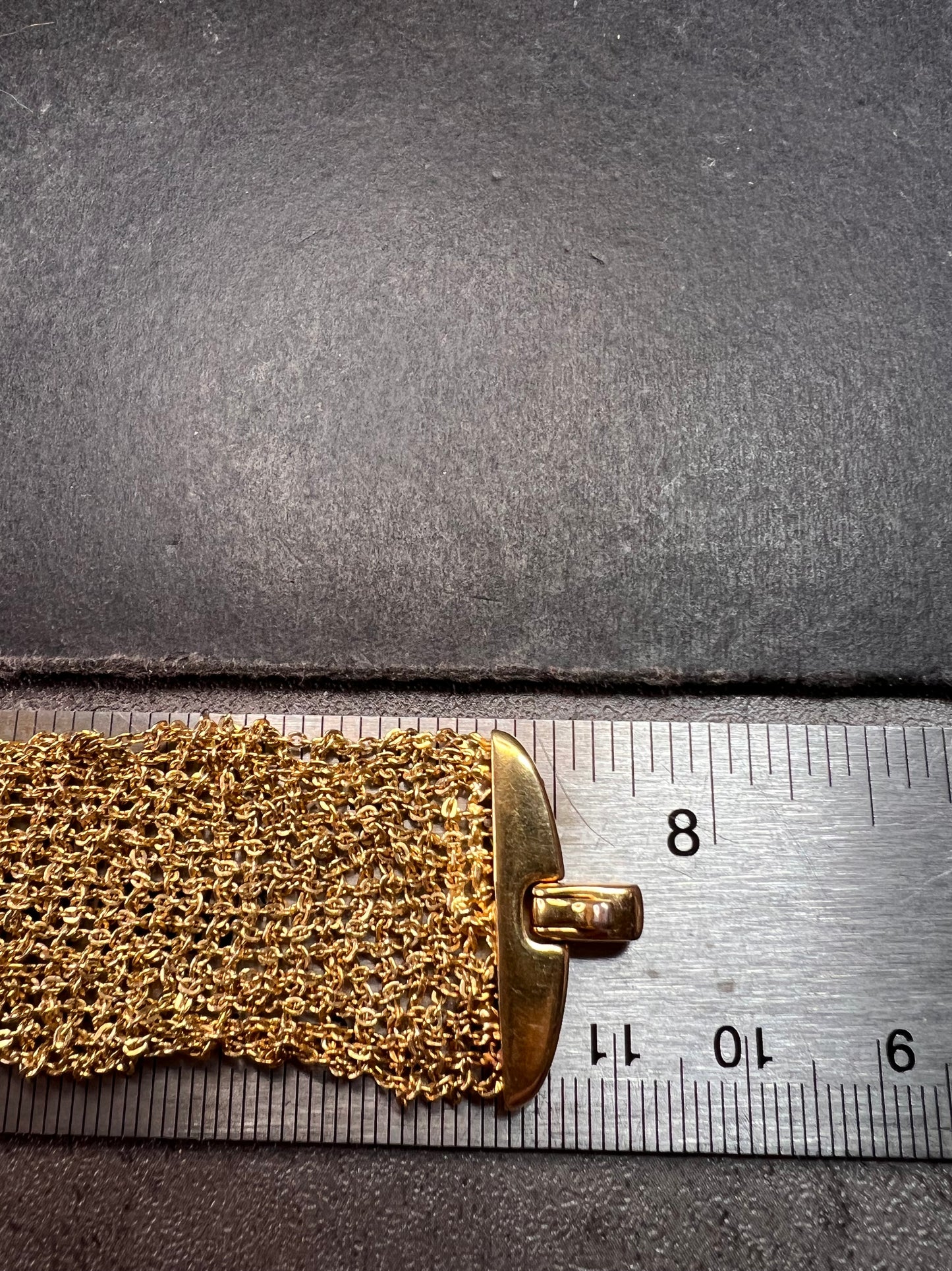 Gold plated over bronze mesh italian bracelet