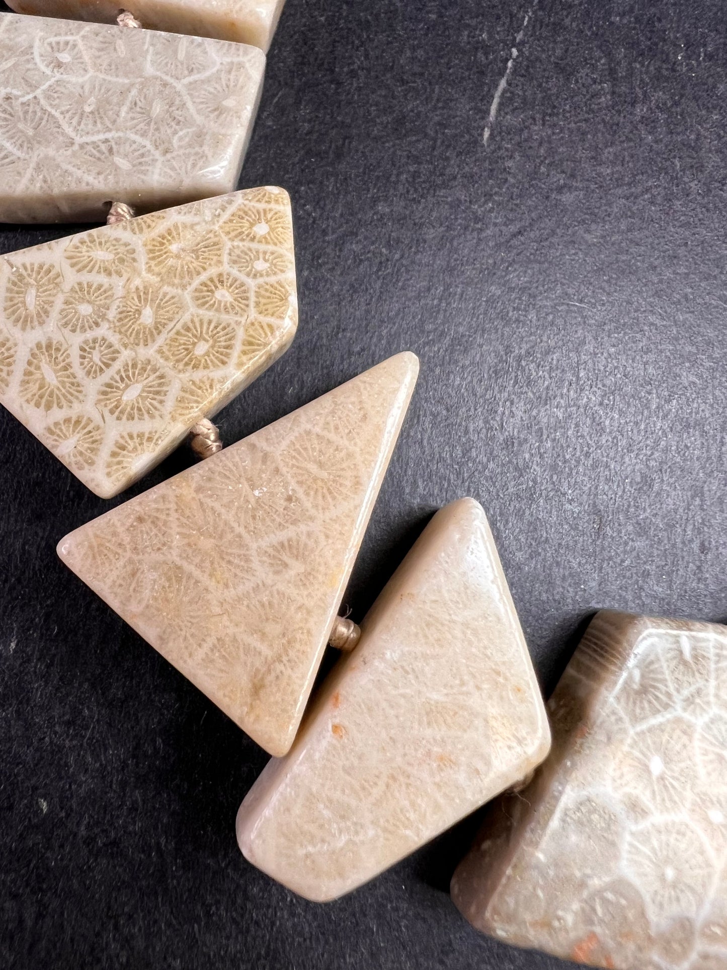 NEW fossil coral knotted necklace