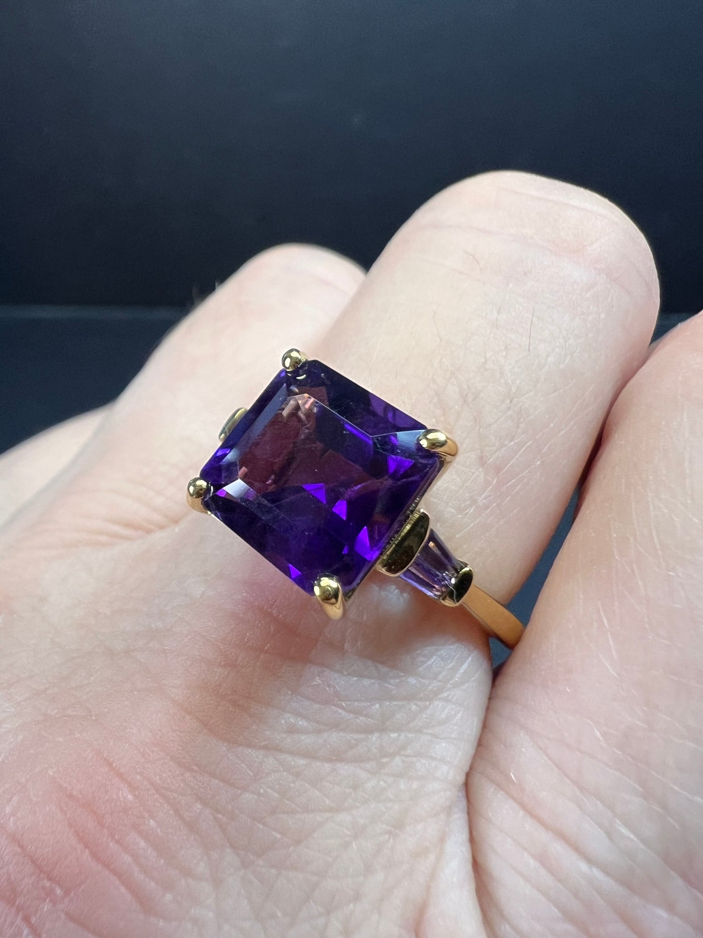 NEW African amethyst ring in vermeil yellow gold size 9