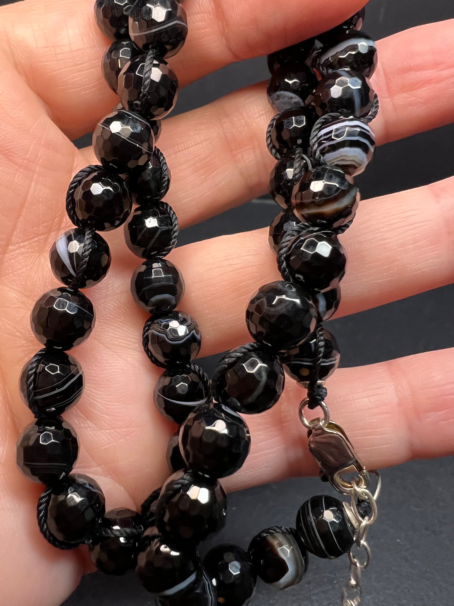 NEW Botswana agate necklace with sterling silver clasp